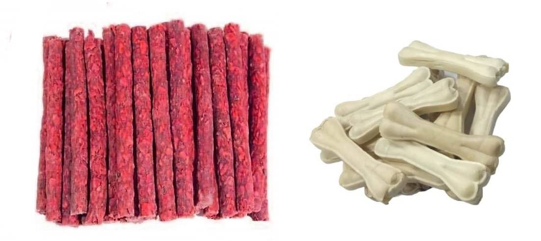 BLACKNOSE Dog Mutton Munchy Stick Pack of 450gm + 15 Bones of 3 Inch Combo BLACKNOSE Dog Mutton Munchy Stick Pack of 450gm + 15 Bones of 3 Inch Combo