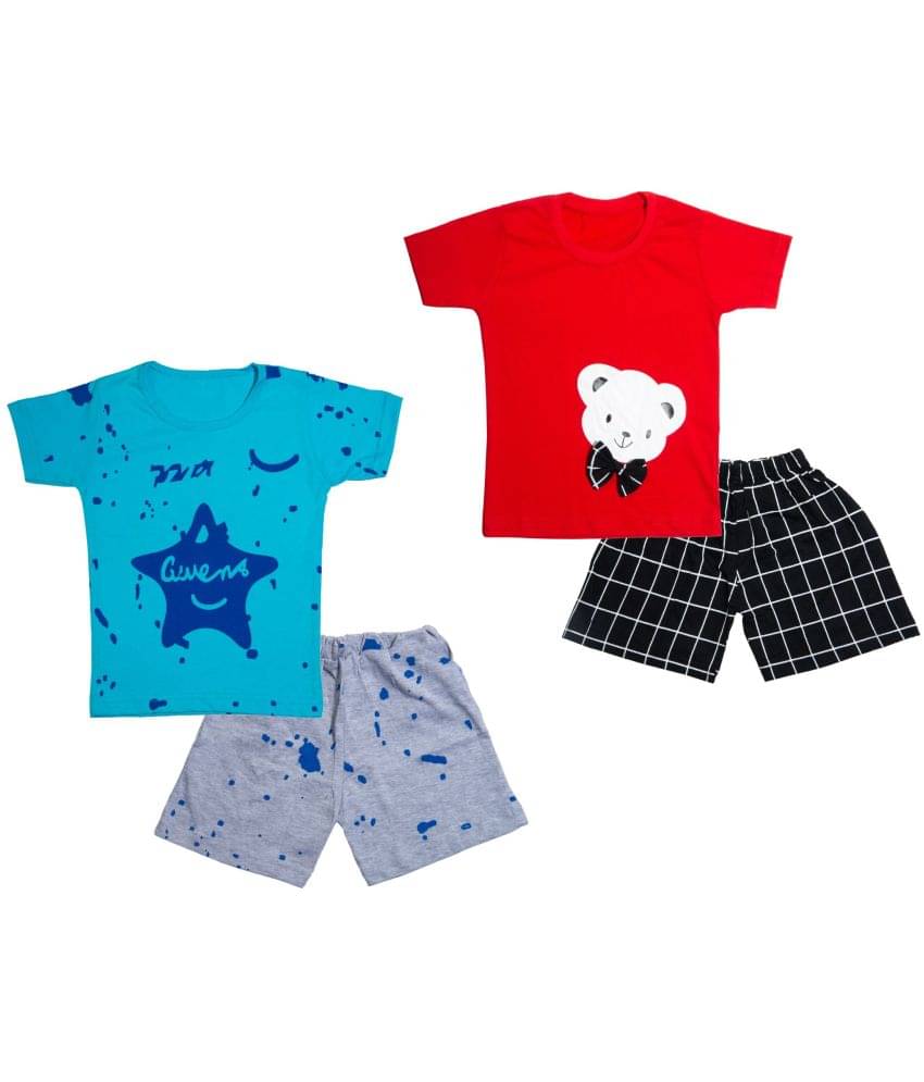    			CATCUB Pack of 2 Baby Boys 100% Cotton T-Shirt & Shorts ( Multicolor )
