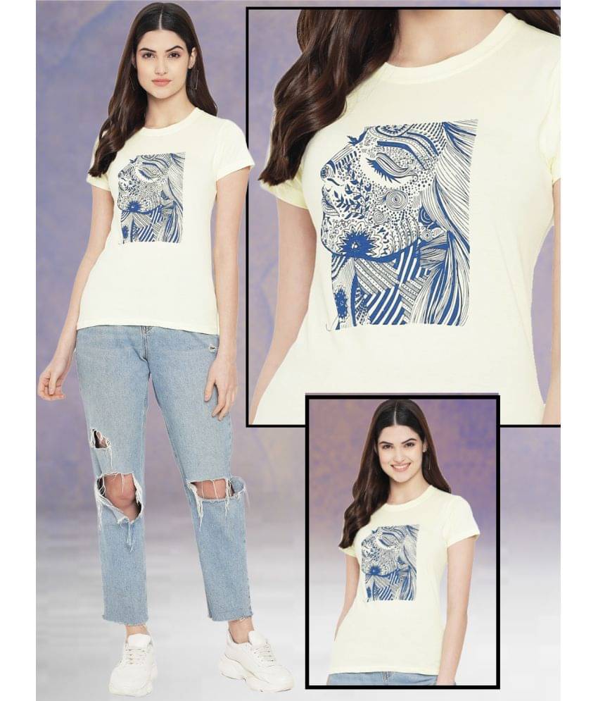 Fabflee Women Cotton Printed Regular Fit Round Neck T-Shirt ( Yellow ) Fabflee Women Cotton Printed Regular Fit Round Neck T-Shirt ( Yellow )