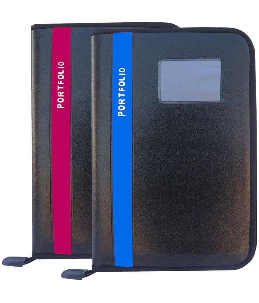     			Kopila PORTFOLIO File Folder,Faux Leather  Professional Look, 20 leafs,Certificate, Documents Holder FS/A4 Size (Set Of 2, Sky Blue & Cherry)