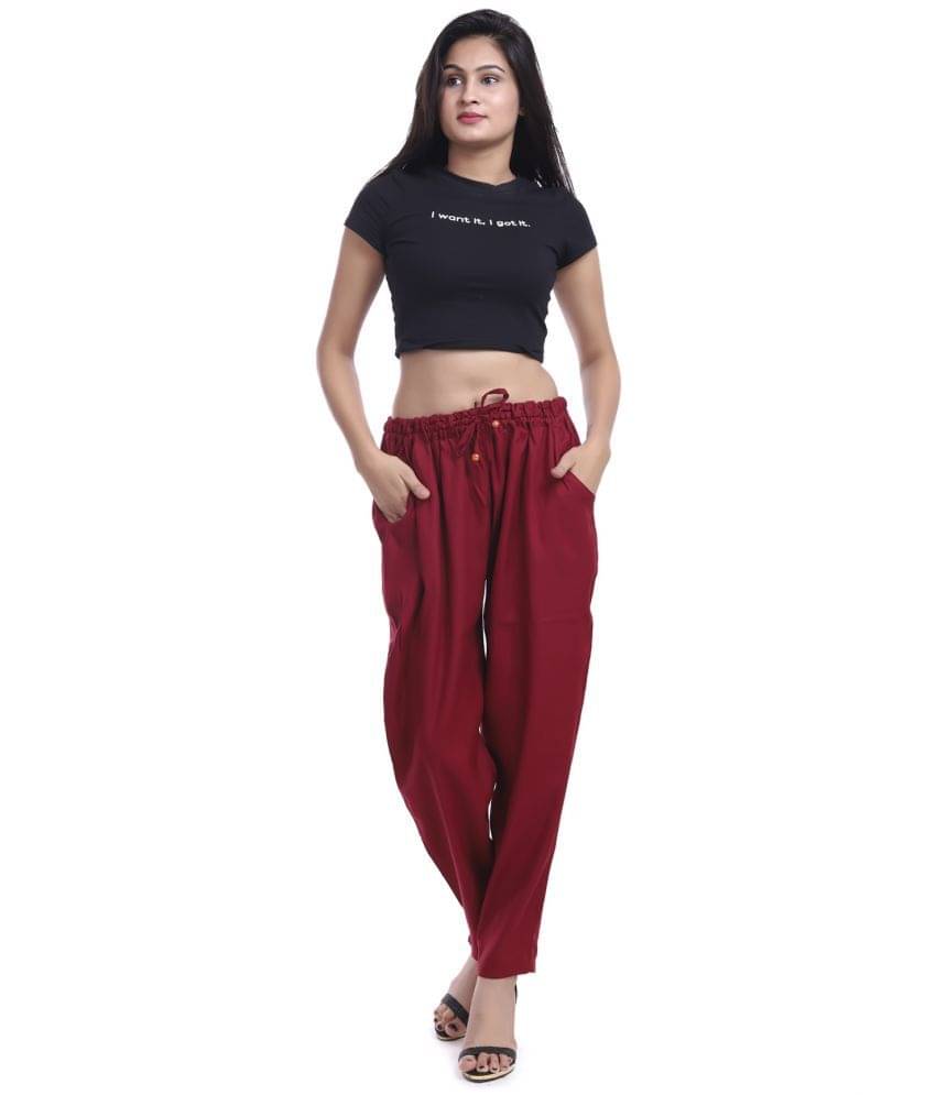     			Lee Moda - Rayon Flared Maroon Women's Formal Pants ( Pack of 1 )