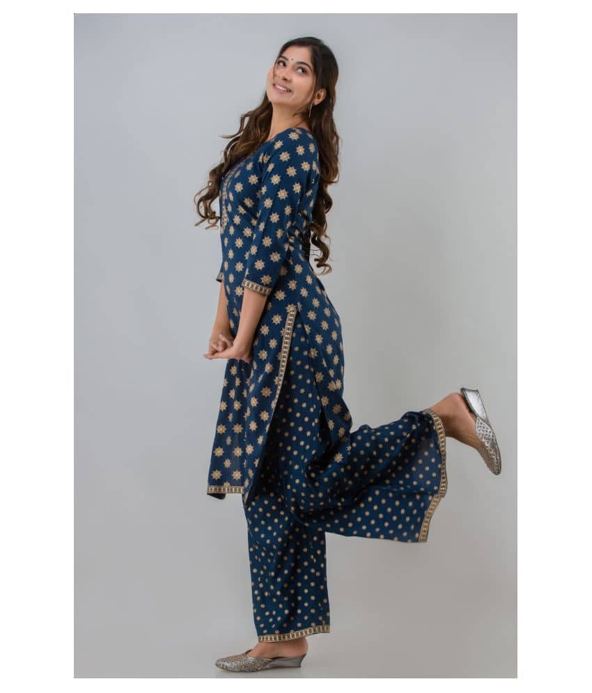 Lee Moda - Straight Rayon Blue Women's Stitched Salwar Suit ( Pack of 1 )