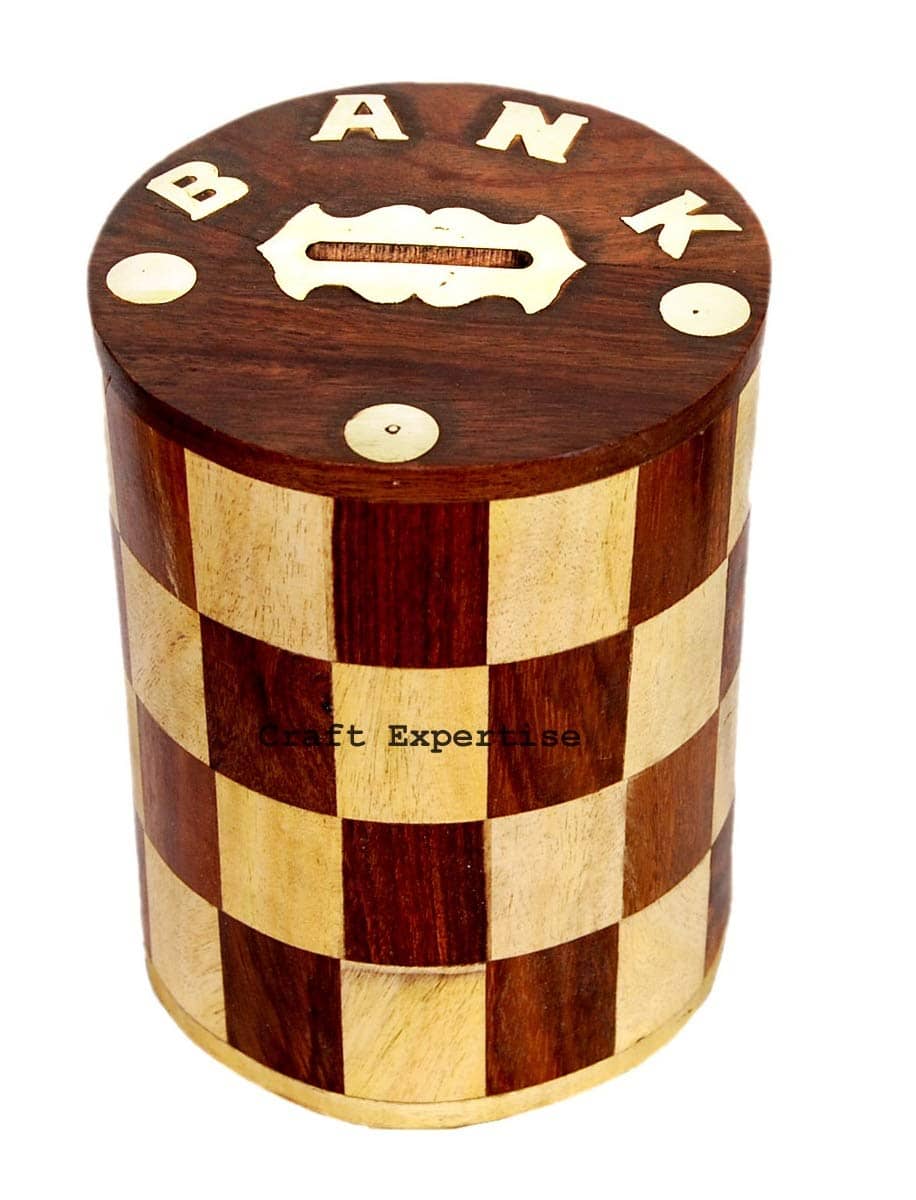 SWH Brown Wood Piggy Bank - Pack of 1