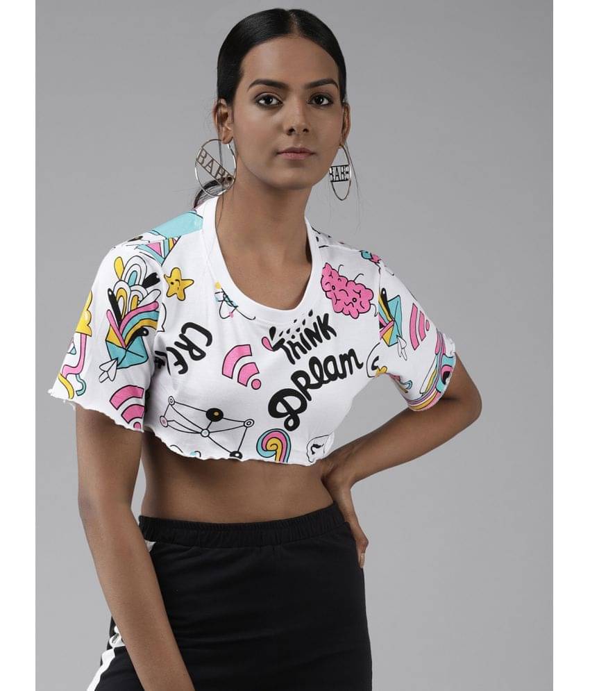 The Dry State Women Cotton Printed Oversized Fit Round Neck T-Shirt ( White ) The Dry State Women Cotton Printed Oversized Fit Round Neck T-Shirt ( White )