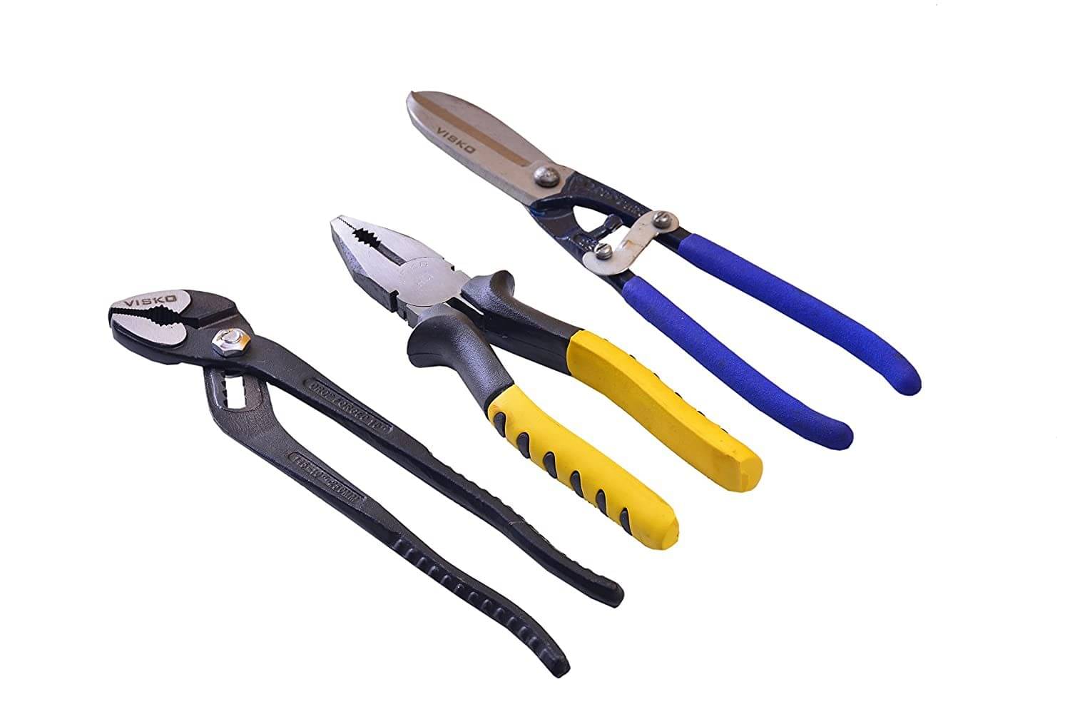     			Visko 801 Home Tool Kit 3 Pieces ( 1 Pc 10" slip joint water pump plier, 1 Pc 8" combination plier and 1 Pc 10" Tin Cutter)