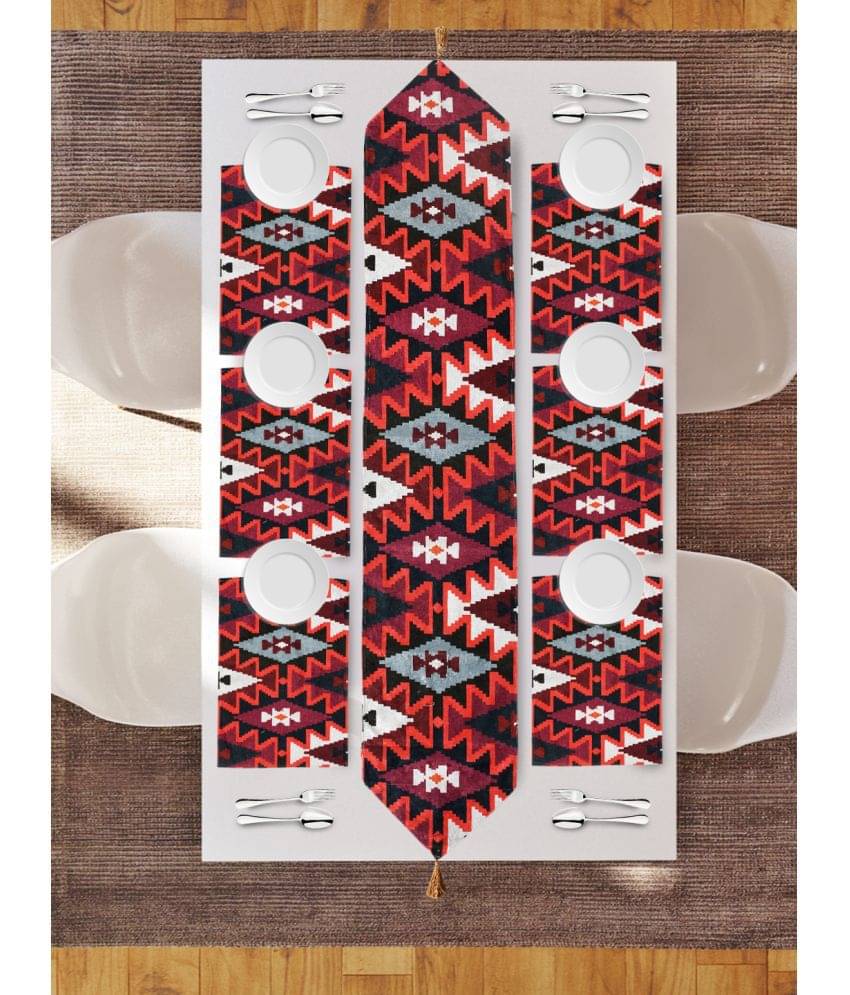     			AAZEEM Printed Table Runner with Tassels, Klim Desgin Table Runner with 4 Placemat, 180 cm X 30 cm