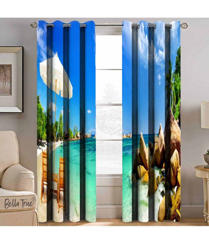 BELLA TRUE Set of 2 Window SemiTransparent Eyelet Polyester Multi Color Curtains ( 152 x 113 cm ) BELLA TRUE Set of 2 Window SemiTransparent Eyelet Polyester Multi Color Curtains ( 152 x 113 cm )