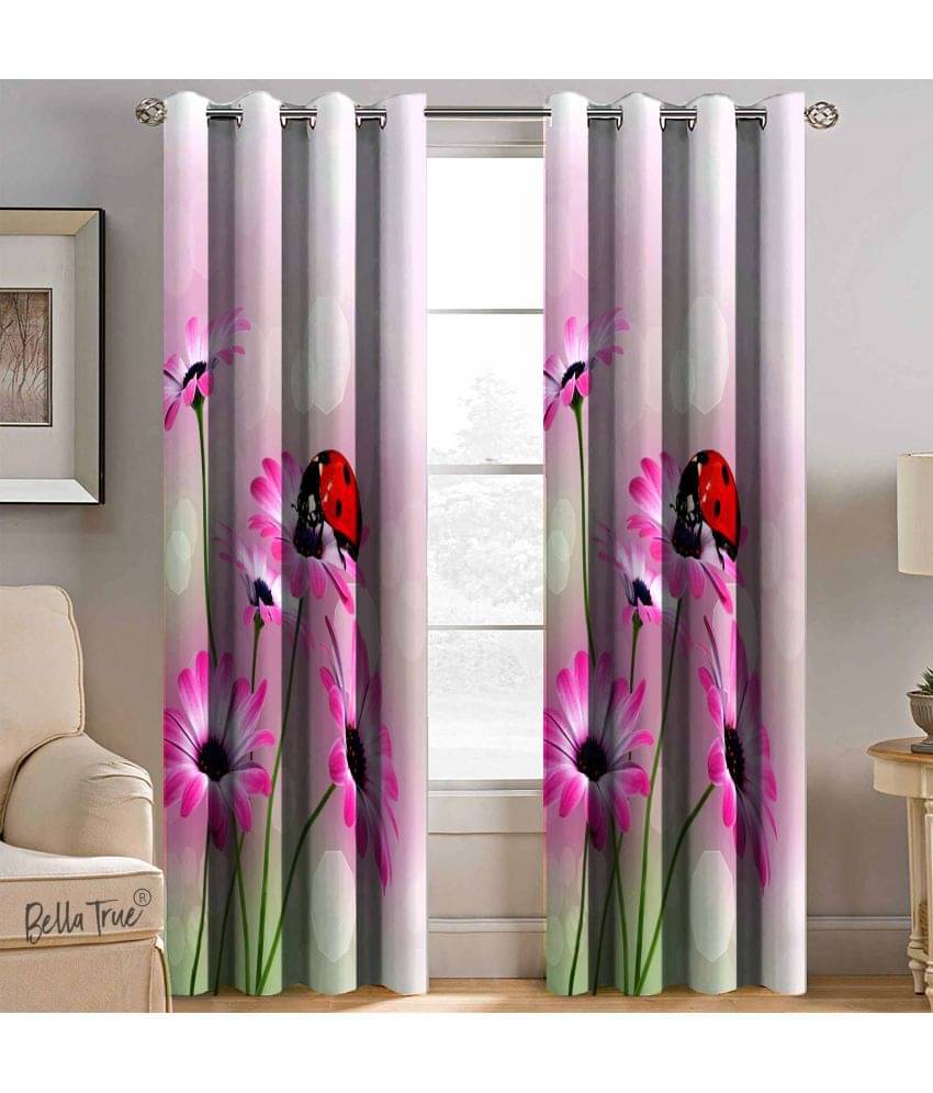     			BELLA TRUE  Set of 2 Window SemiTransparent Eyelet Polyester Multi Color Curtains ( 152 x 113 cm )
