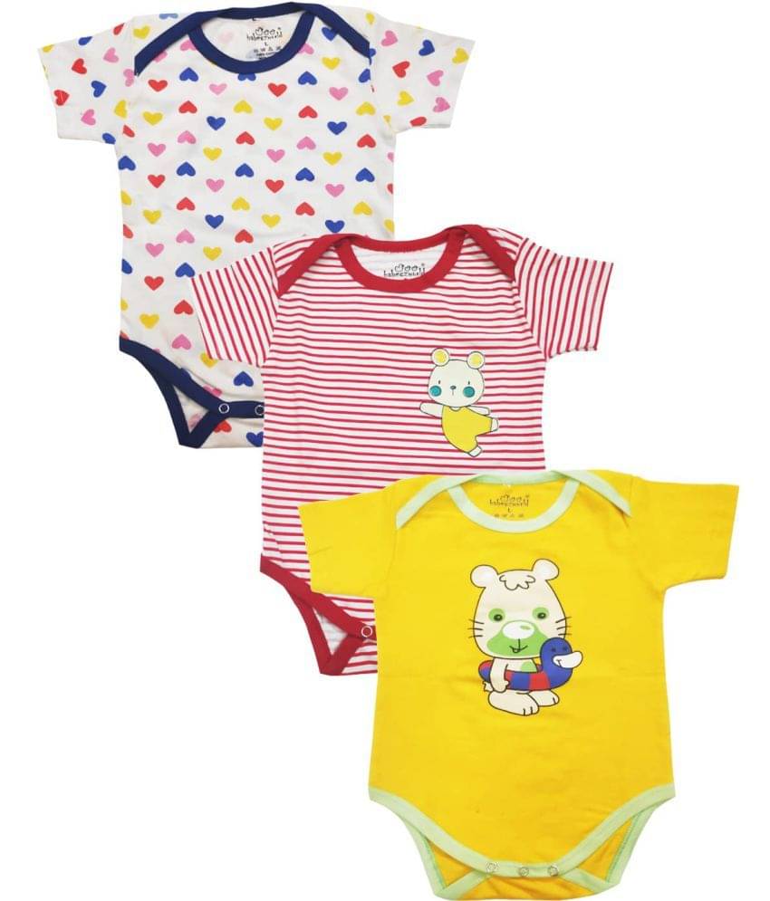     			Babeezworld Pack of 3 Baby Boys 100% Cotton Bodysuit ( Multi Color )