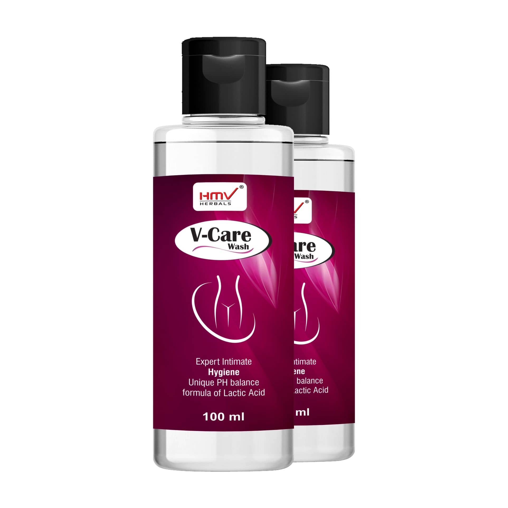 HMV Herbals V-Care Wash for Women Natural Intimate Cleansing Liquid 100 mL Pack of 2