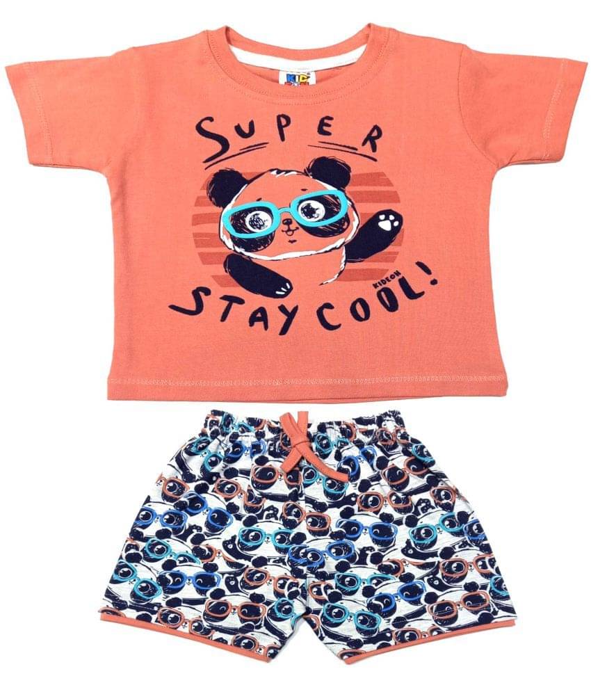     			Kideon Pack of 1 Baby Boys 100% Cotton Top & Shorts ( Peach )