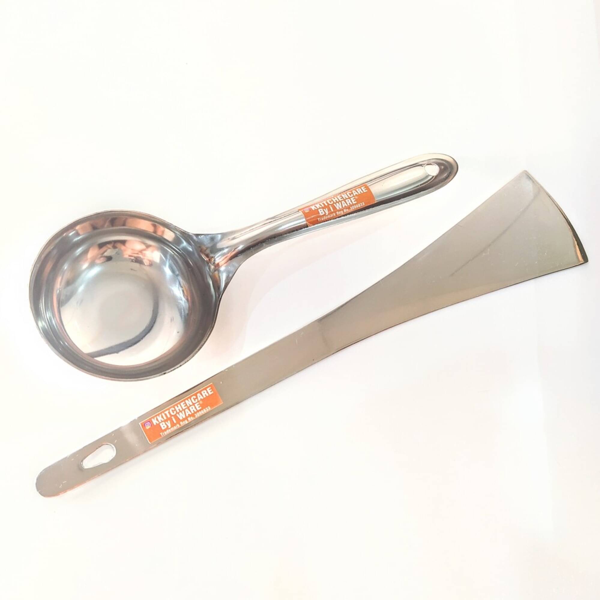     			KkitchenCare Perfect Dosa Making Ladle & Turner Set of 2 (1 Turner, 1 Short Pour Ladle with Flat Base)