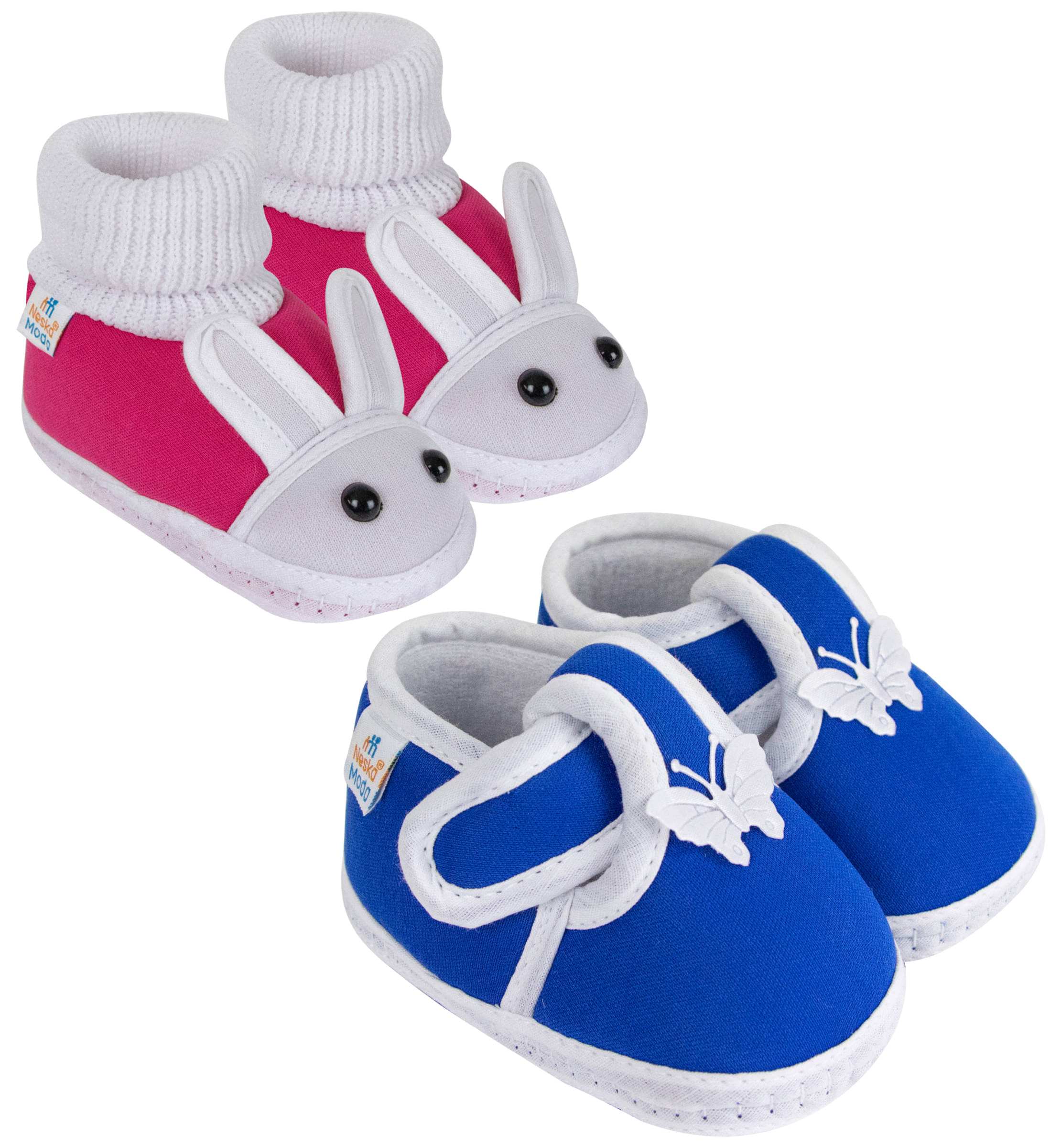     			Neska Moda Set of 2 Pair Baby Boys & Baby Girls Cotton Booties For 12 to 24 Months (Pink,Blue)