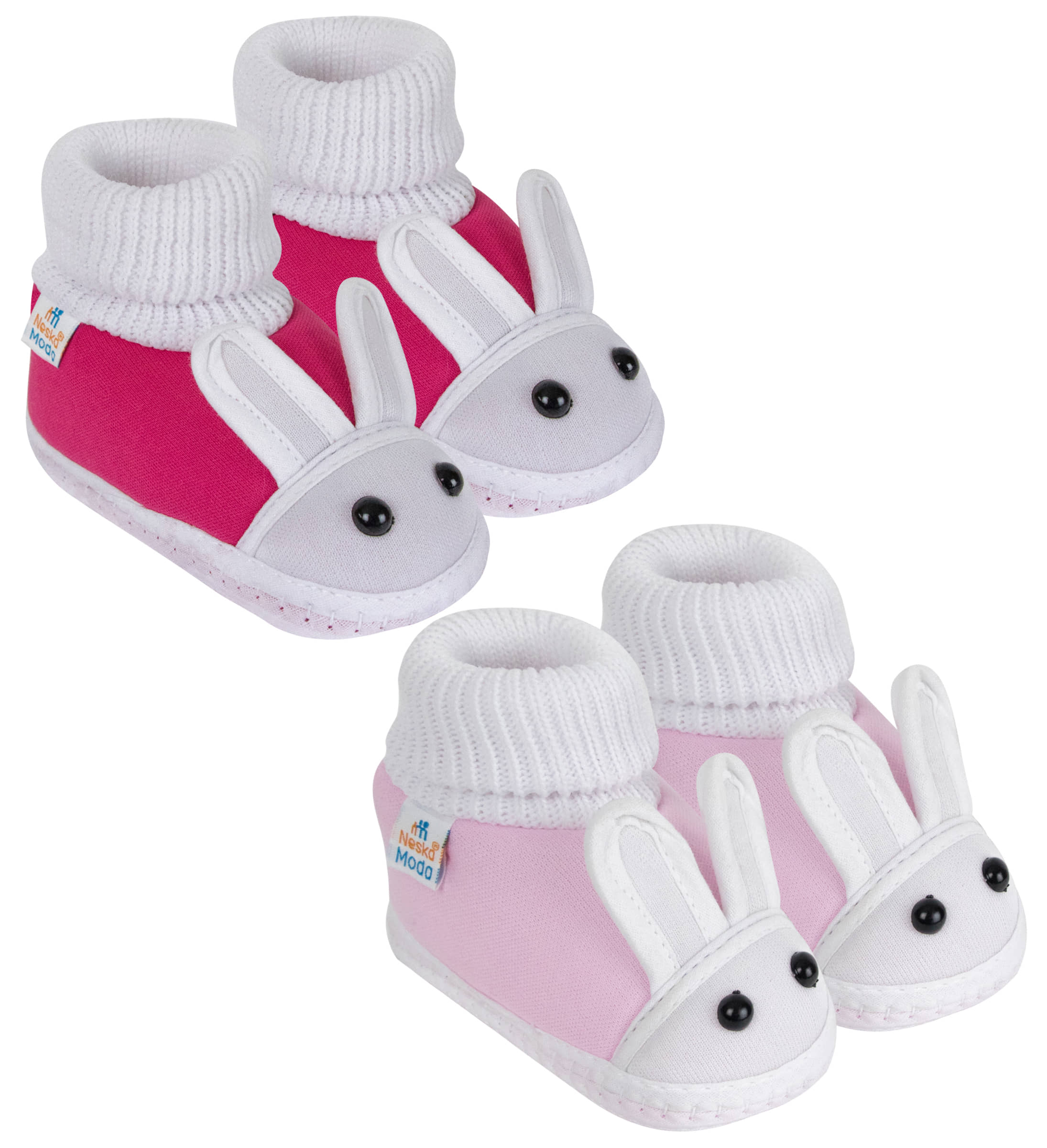 Neska Moda Set of 2 Pair Baby Girls Rabbit Face Cotton Booties For 12 to 24 Months (Pink) - Casual Shoes | Buy online on ZillyBuy