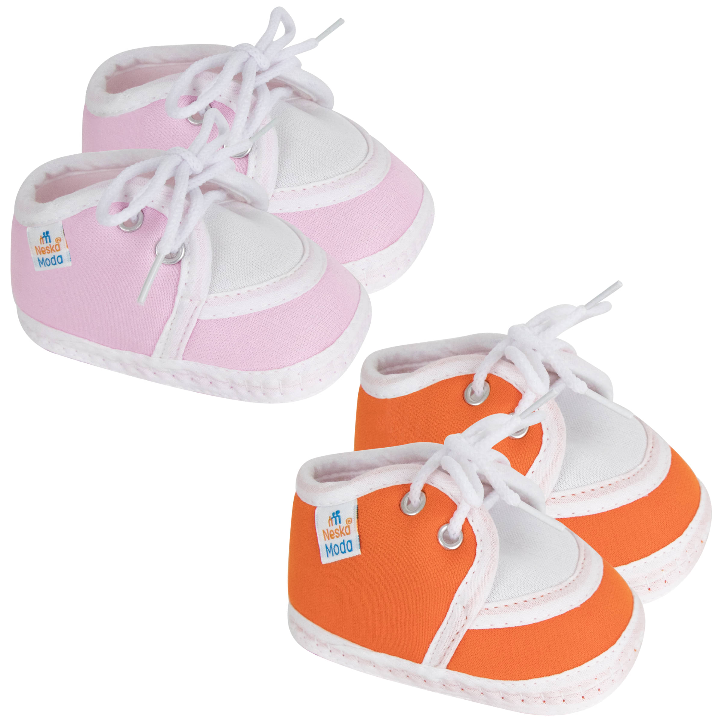     			Neska Moda Set of 2 Pair Baby Boys & Baby Girls Lace Cotton Booties For 0 to 6 Months (Orange,Pink)