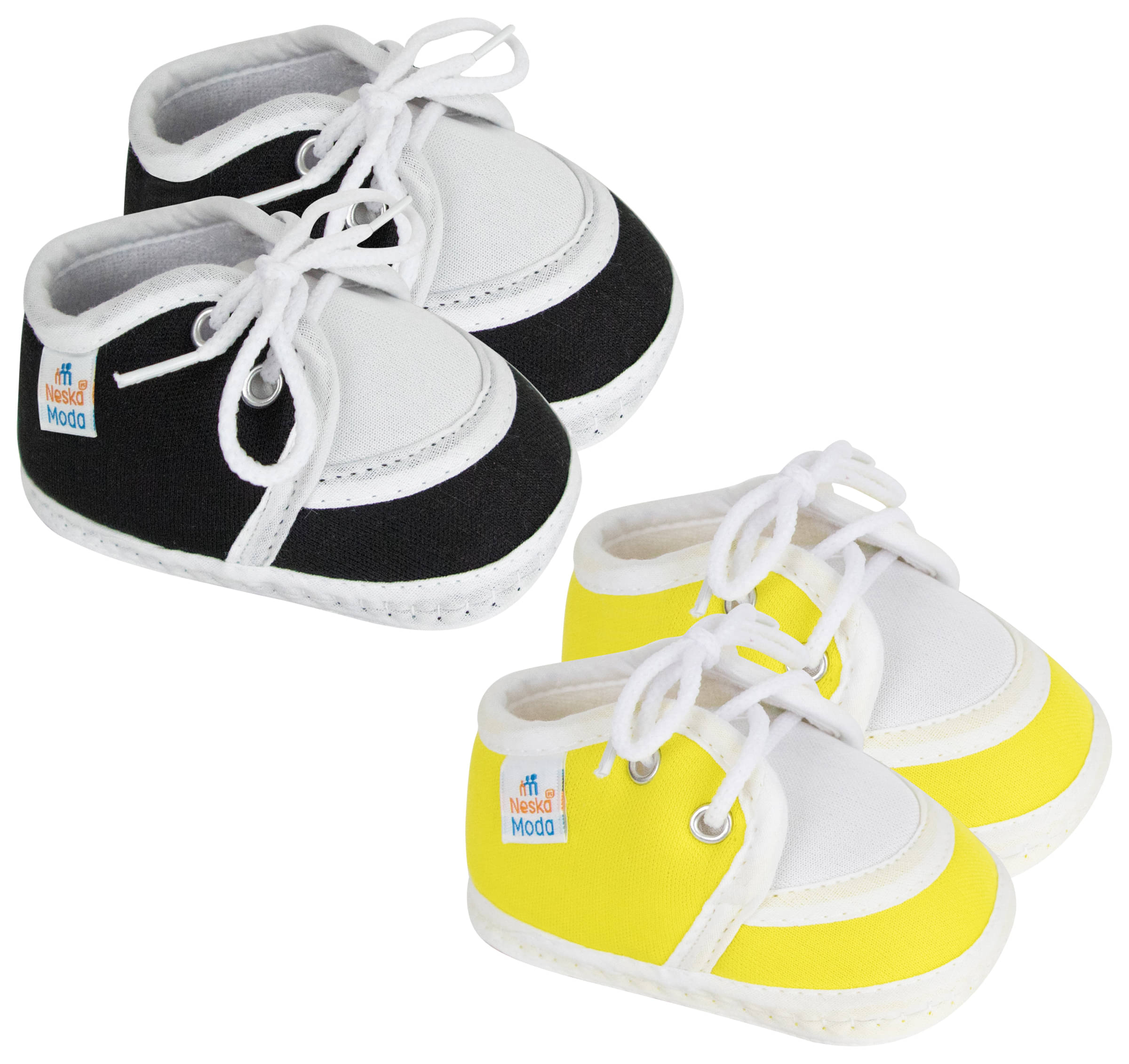     			Neska Moda Set of 2 Pair Baby Boys & Baby Girls Lace Cotton Booties For 0 to 6 Months (Black,Yellow)