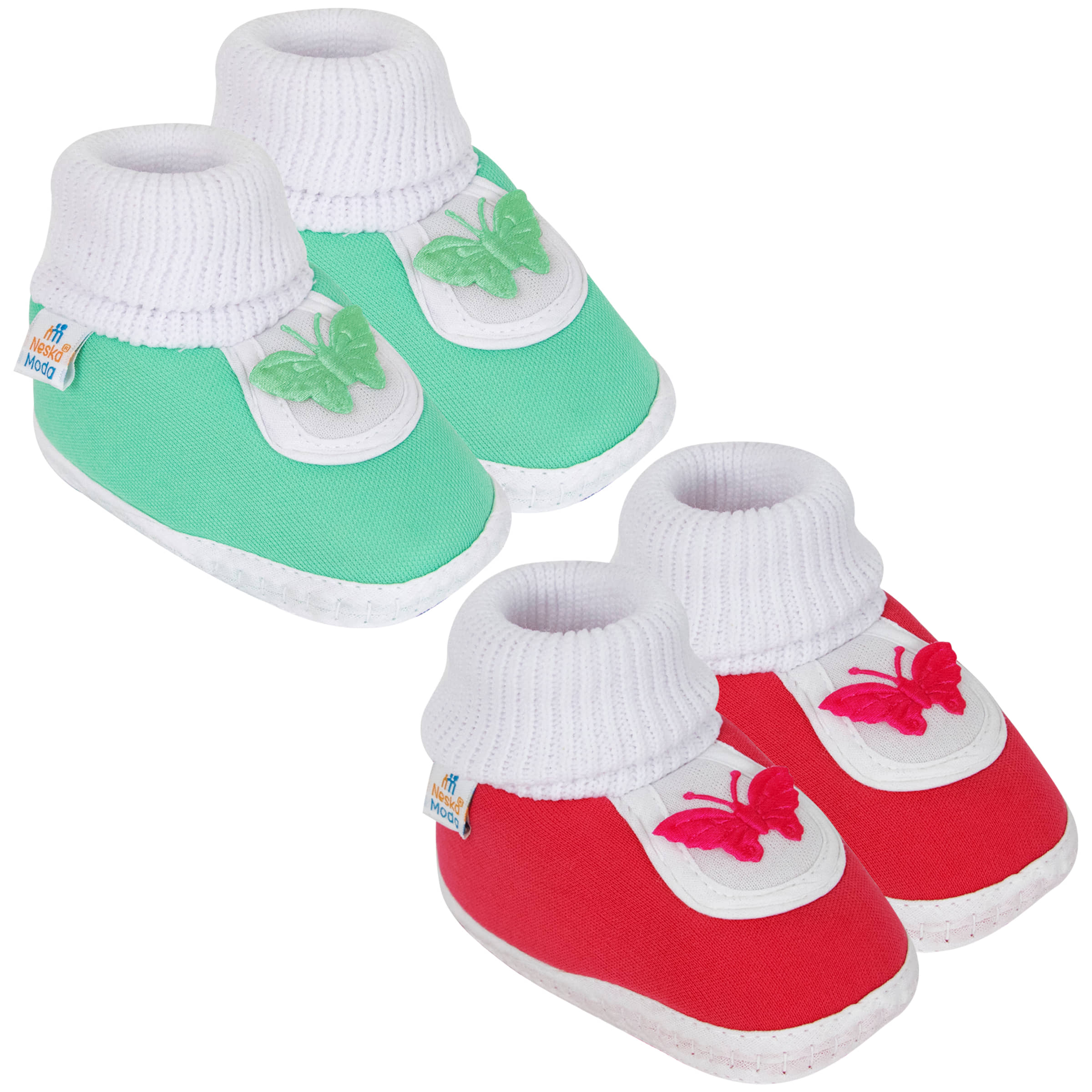 Neska Moda Set of 2 Pair Baby Boys & Baby Girls Butterfly Cotton Booties For 12 to 24 Months (Green,Red) - Casual Shoes | Buy online on ZillyBuy