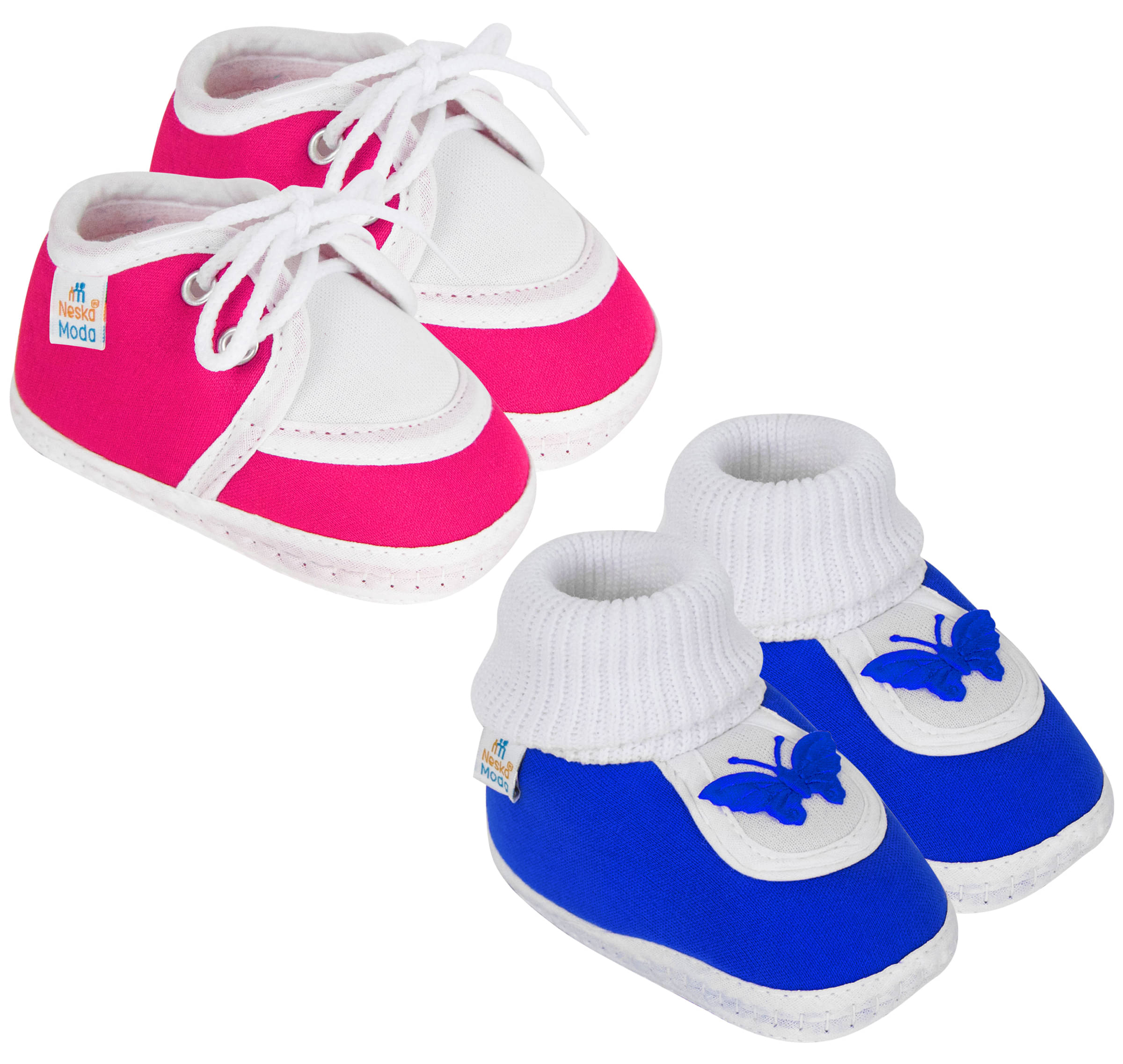     			Neska Moda Set of 2 Pair Baby Boys & Baby Girls Cotton Booties For 0 to 6 Months (Pink,Blue)