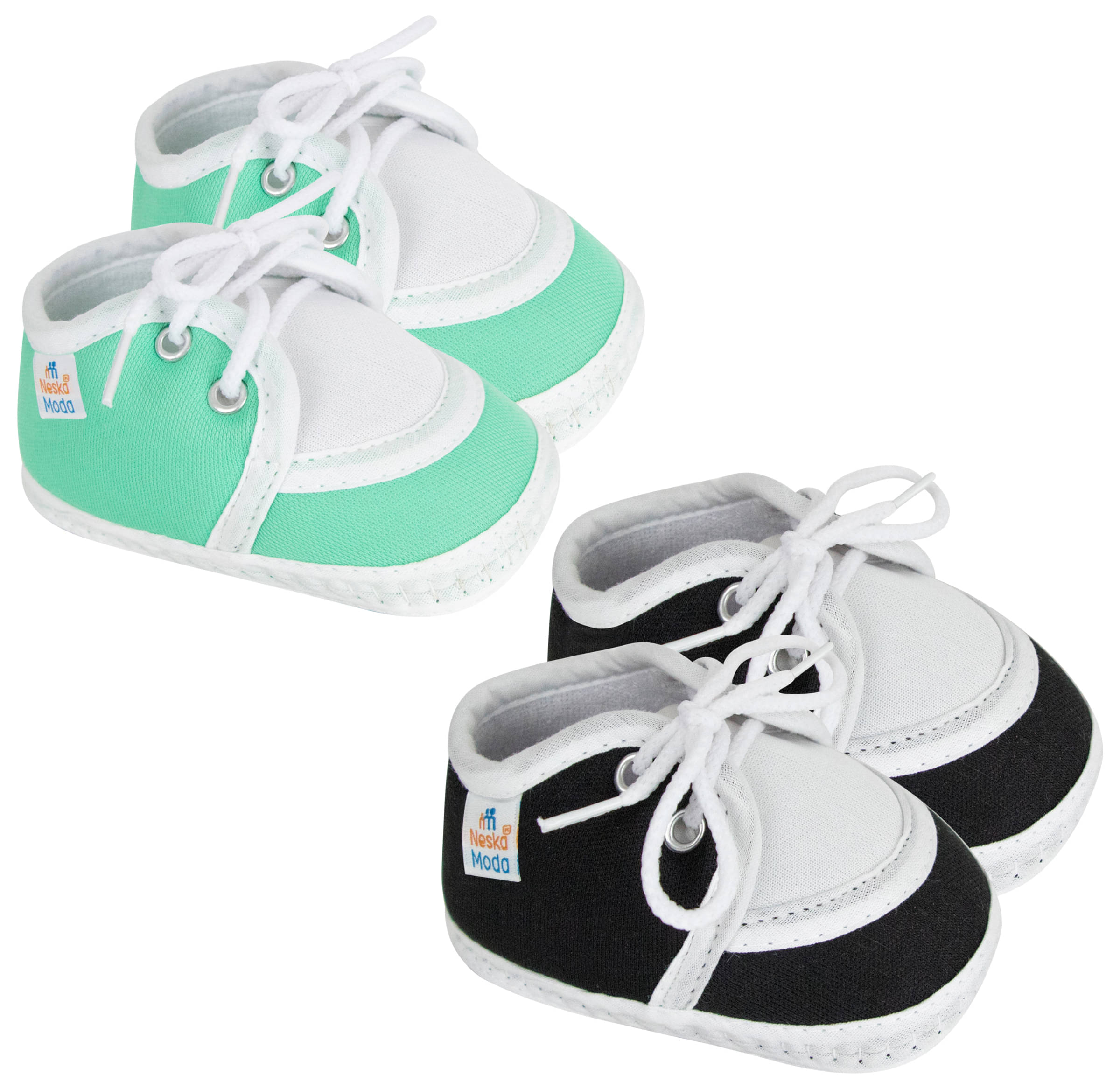     			Neska Moda Set of 2 Pair Baby Boys & Baby Girls Lace Cotton Booties For 0 to 6 Months (Green,Black)