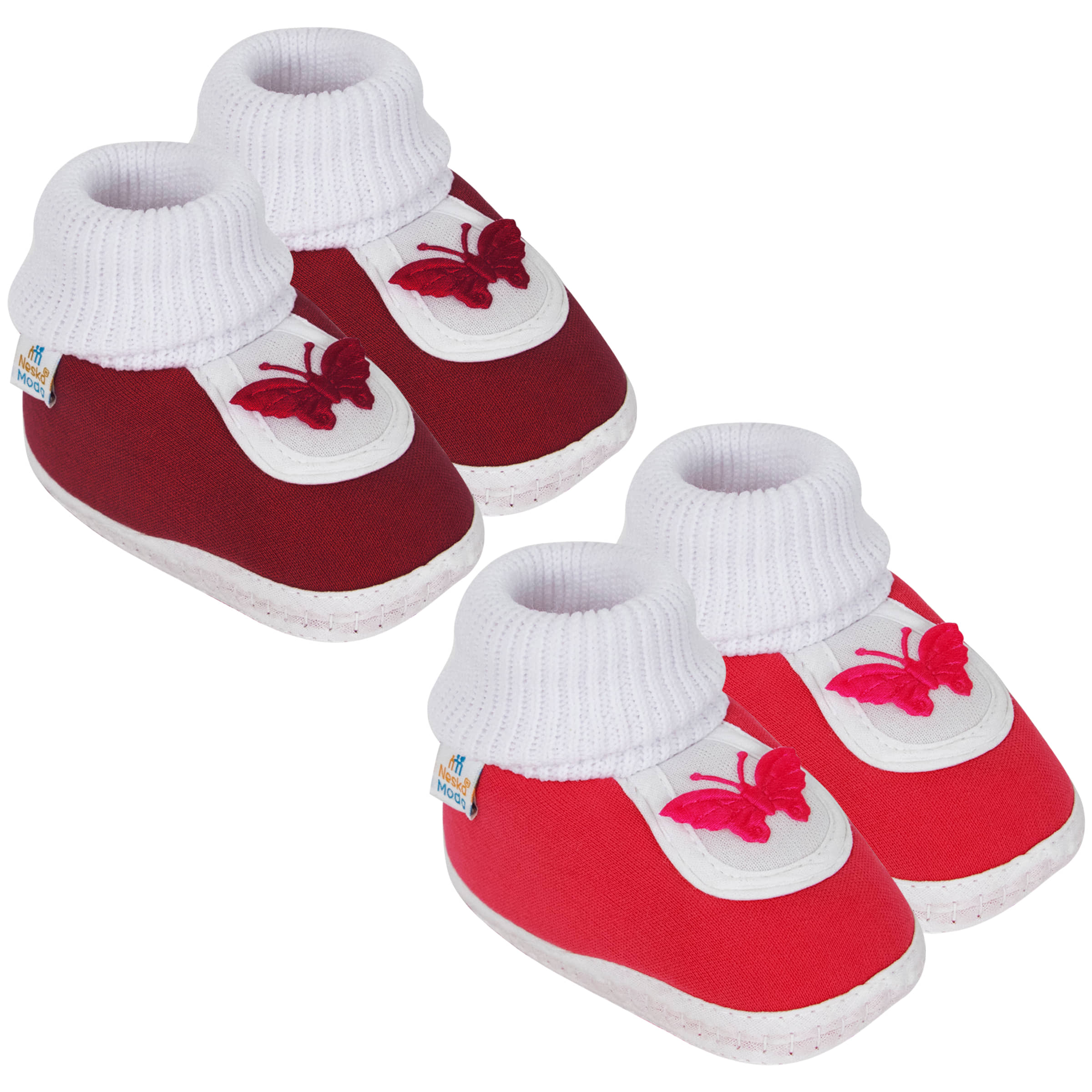 Neska Moda Set of 2 Pair Baby Boys & Baby Girls Butterfly Cotton Booties For 12 to 24 Months (Maroon,Red) - Casual Shoes | Buy online on ZillyBuy