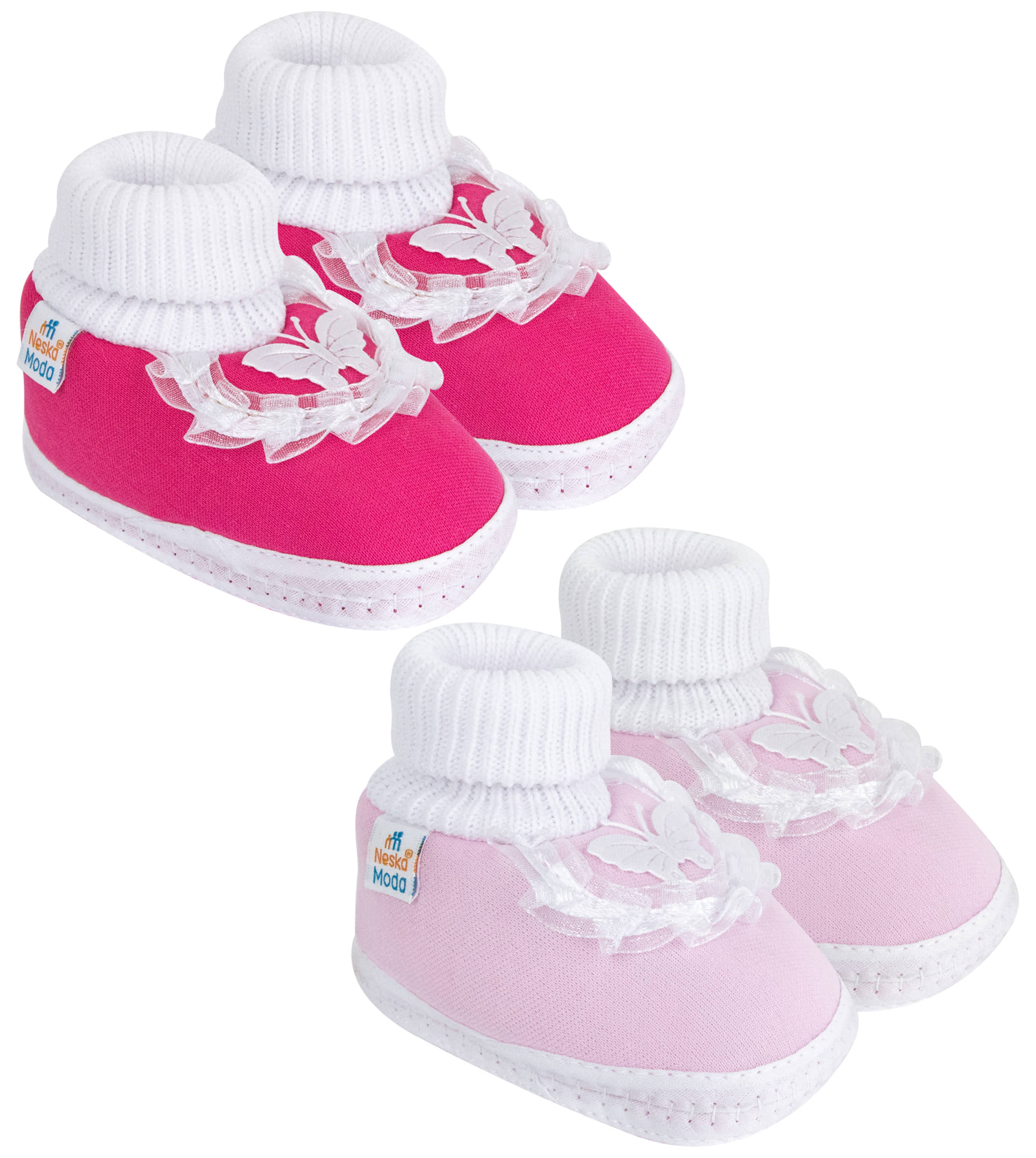 Neska Moda Set of 2 Pair Baby Girls Butterfly Frill Cotton Booties For 12 to 24 Months (Pink) - Casual Shoes | Buy online on ZillyBuy
