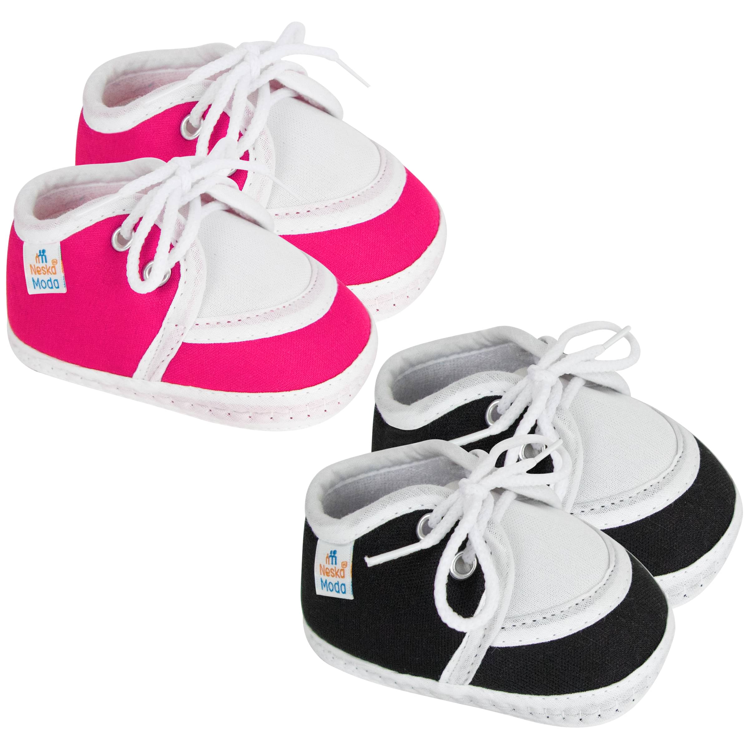     			Neska Moda Set of 2 Pair Baby Boys & Baby Girls Lace Cotton Booties For 0 to 6 Months (Pink,Black)