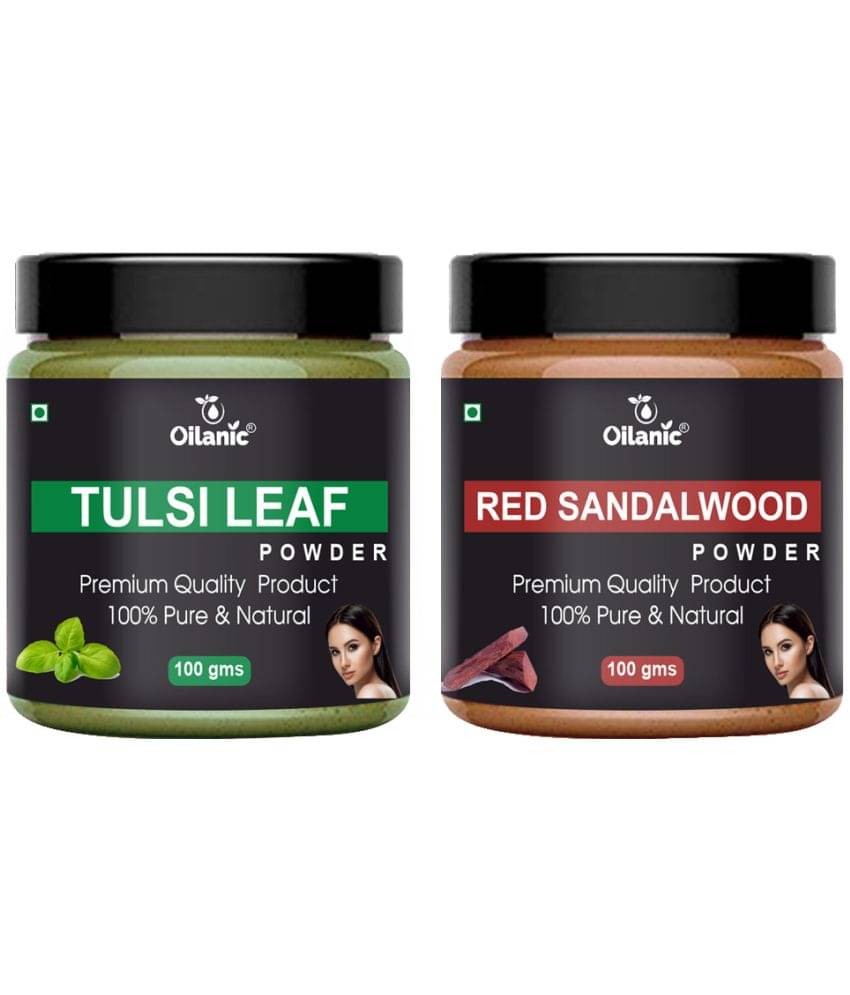     			Oilanic 100% Pure Tulsi Powder &  Red Sandalwood Powder-Skin Hair Mask 200 g Pack of 2
