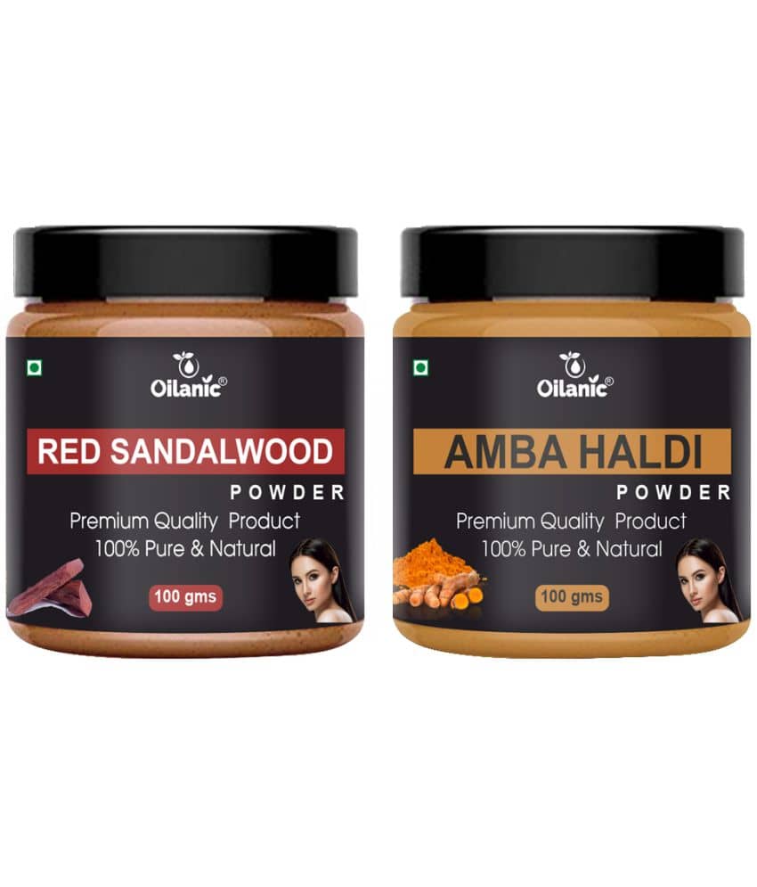 Oilanic 100% Red Sandalwood Powder & Amba Haldi Powder For Skin Hair Mask 200 g Pack of 2