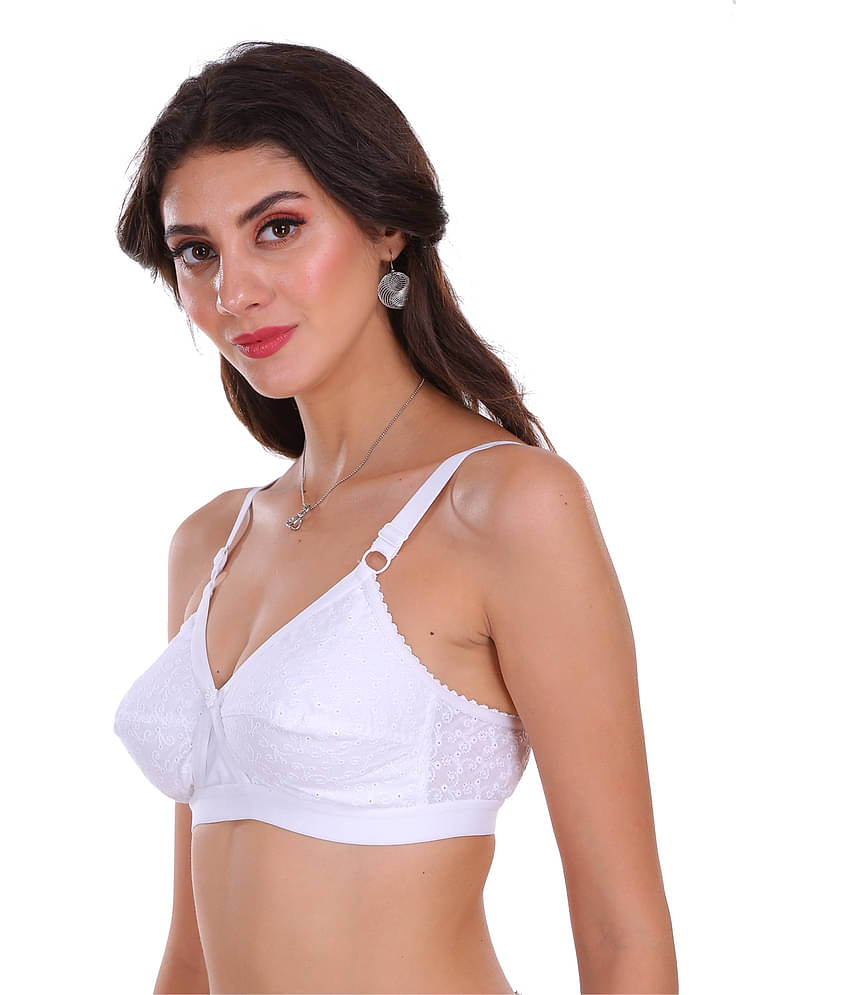 Softskin Pack of 2 100% Cotton Non Padded Women's Everyday Bra ( White )