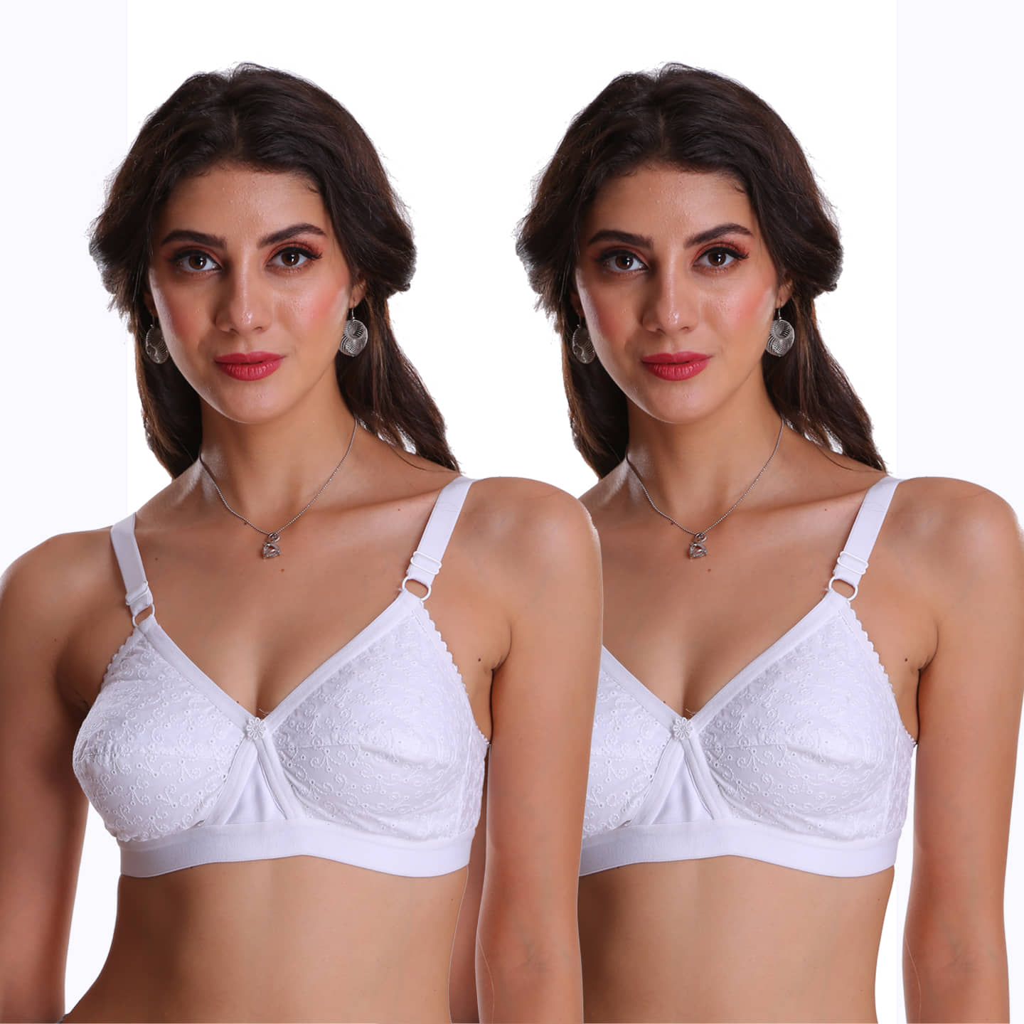 Softskin Pack of 2 100% Cotton Non Padded Women's Everyday Bra ( White )