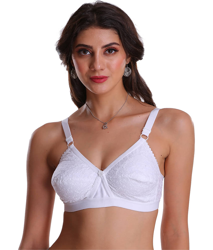 Softskin Pack of 2 100% Cotton Non Padded Women's Everyday Bra ( White )