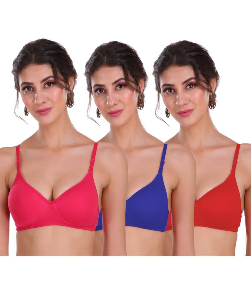 Softskin Pack of 3 Cotton Blend Heavily Padded Women's Everyday Bra ( Multicolor )