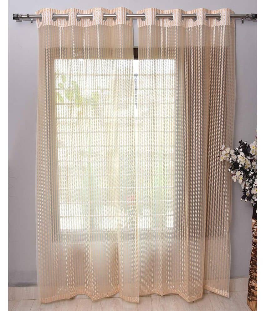 Tanishka Fabs Others Semi-Transparent Eyelet Window Curtain 7 ft Pack of 2 -Cream