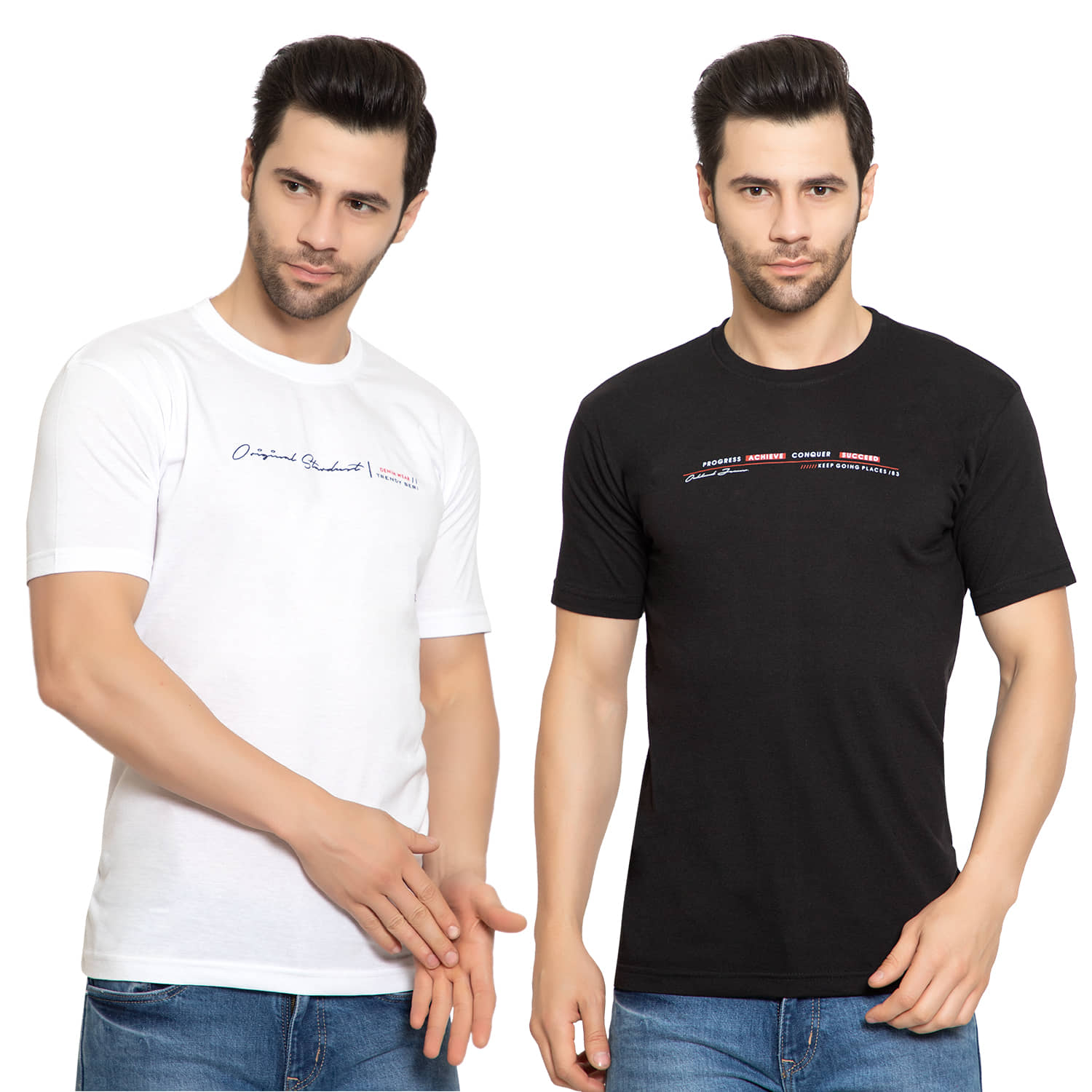 Zeffit - Cotton Blend Regular Fit Multicolor Men's Sports T-Shirt ( Pack of 2 )