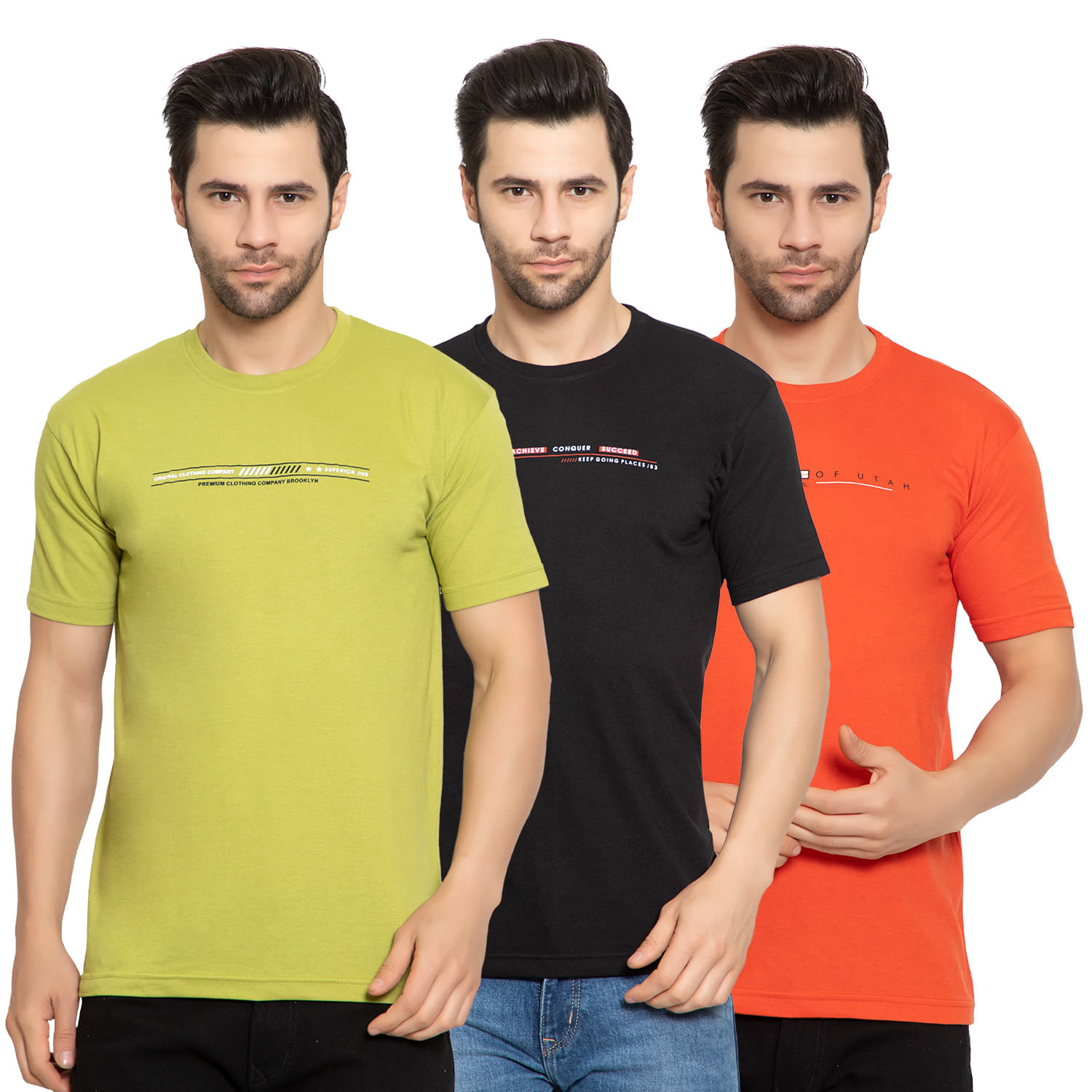 Zeffit - Cotton Blend Regular Fit Multicolor Men's Sports T-Shirt ( Pack of 3 ) Zeffit - Cotton Blend Regular Fit Multicolor Men's Sports T-Shirt ( Pack of 3 )