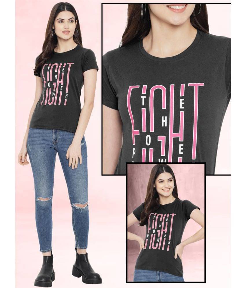 Fabflee Women Cotton Printed Regular Fit Round Neck T-Shirt ( Grey )     			Fabflee Women Cotton Printed Regular Fit Round Neck T-Shirt ( Grey )