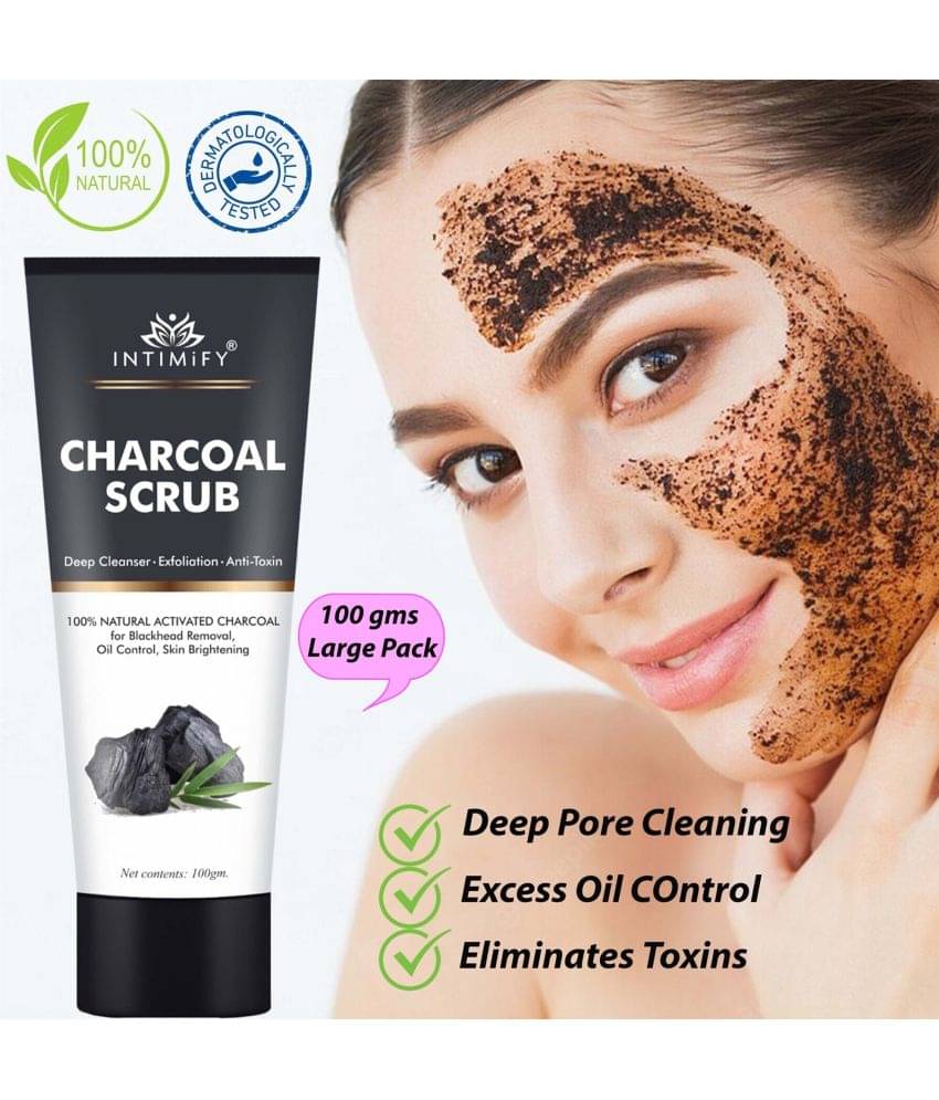 Intimify Charcoal Scrub, ubtan face scrub, blackhead scrub, blackhead removing cream, black head remover, face mask, 100 gm Intimify Charcoal Scrub, ubtan face scrub, blackhead scrub, blackhead removing cream, black head remover, face mask, 100 gm