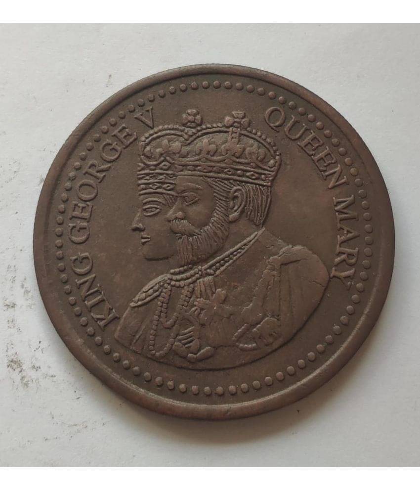     			KING GEORGE V AND QUEEN MARY 50 GRAMS BIG COPPER TOKEN