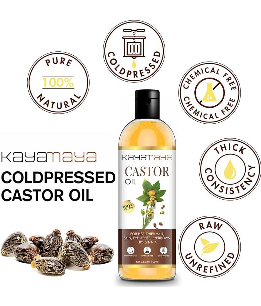 Kayamaya Premium Cold Pressed Castor Oil for Skin and Hair Oil 100 mL Pack of 2