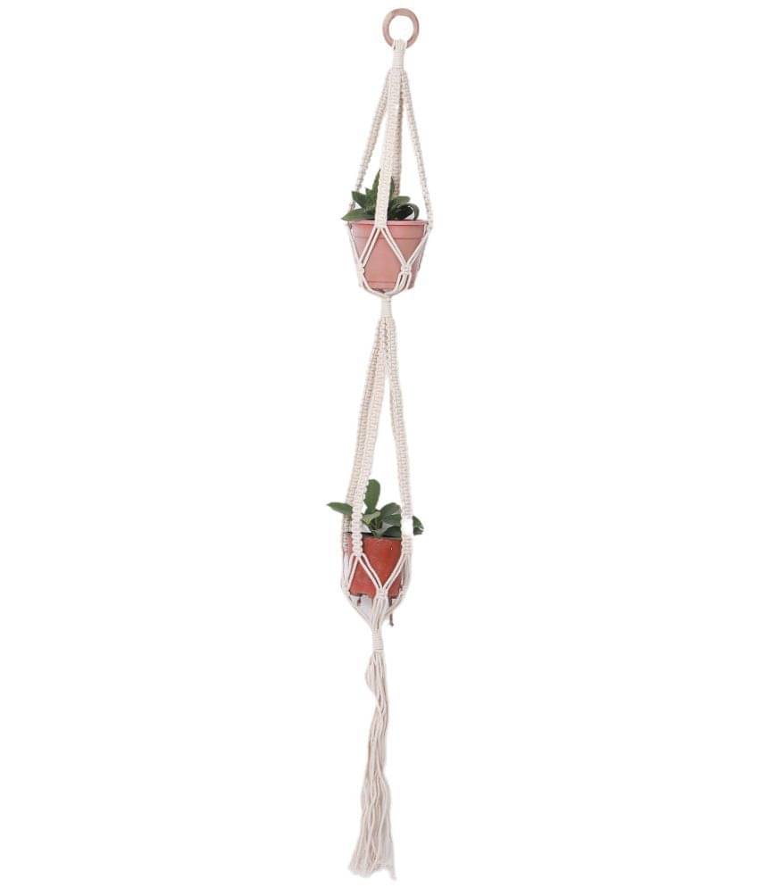     			NUEVOSGHAR MACRAME HANGING PLANTER Door Hanging Beige - Pack of 1