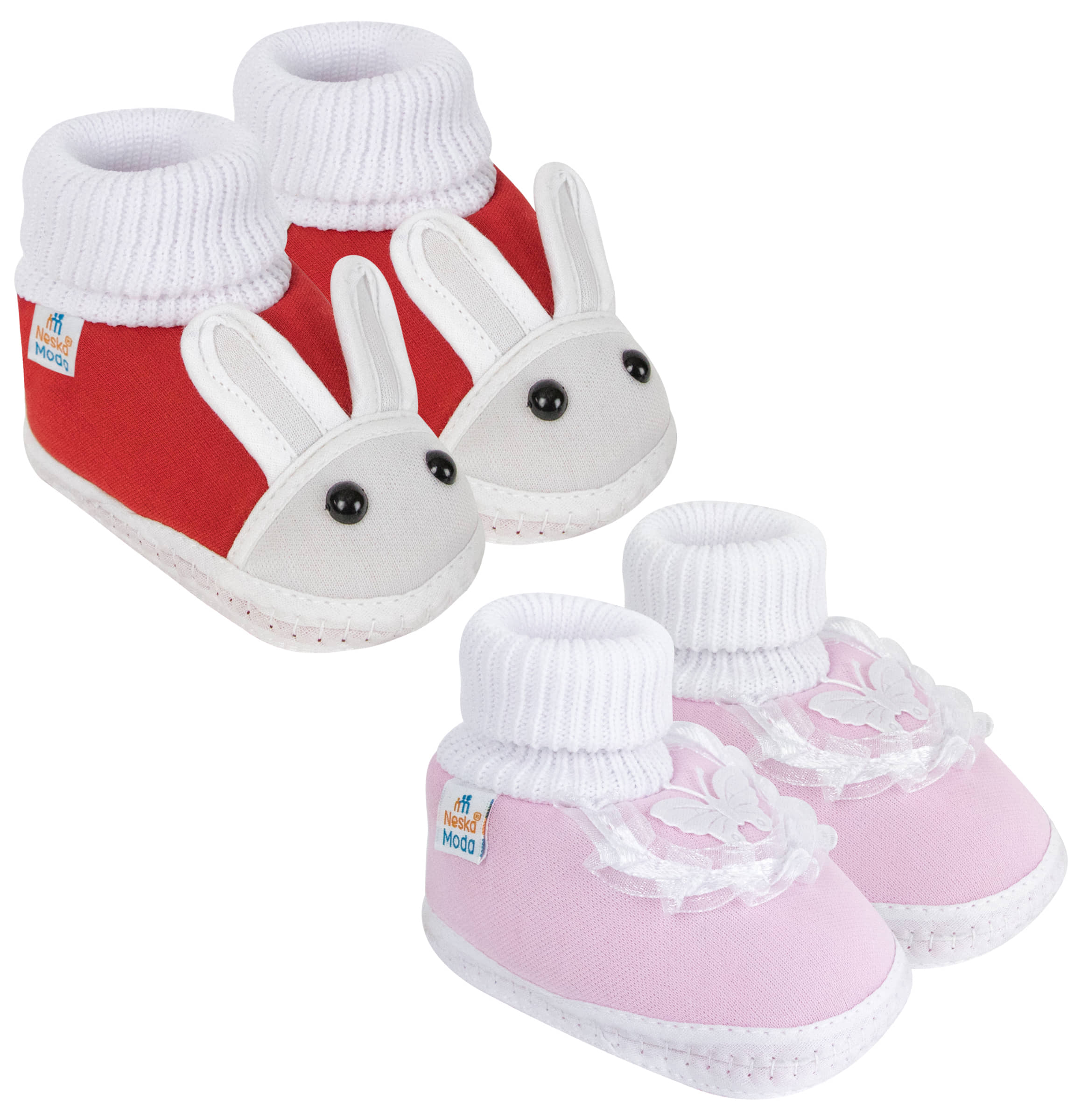 Neska Moda Set of 2 Pair Baby Boys & Baby Girls Cotton Booties For 12 to 24 Months (Red,Pink) - Casual Shoes | Buy online on ZillyBuy