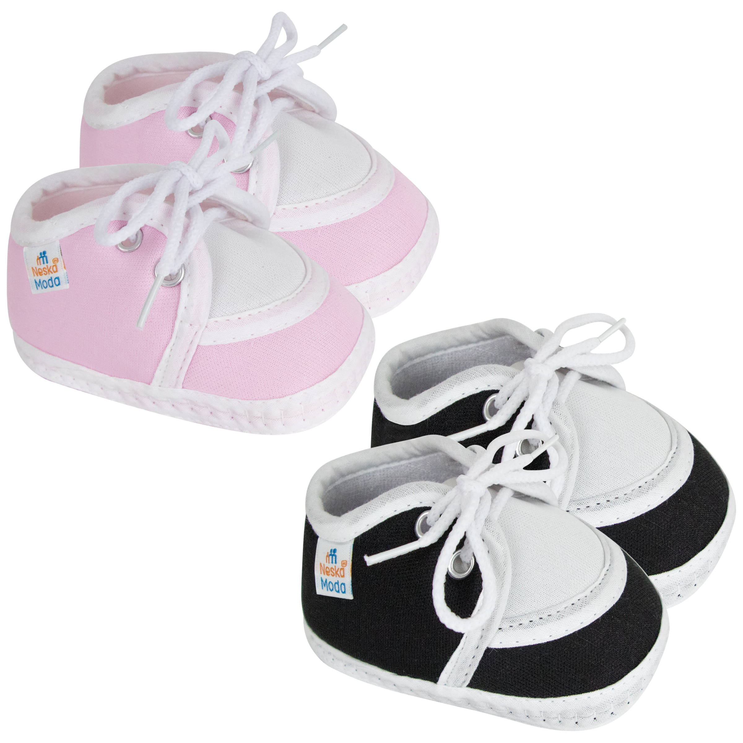     			Neska Moda Set of 2 Pair Baby Boys & Baby Girls Lace Cotton Booties For 12 to 24 Months (Pink,Black)