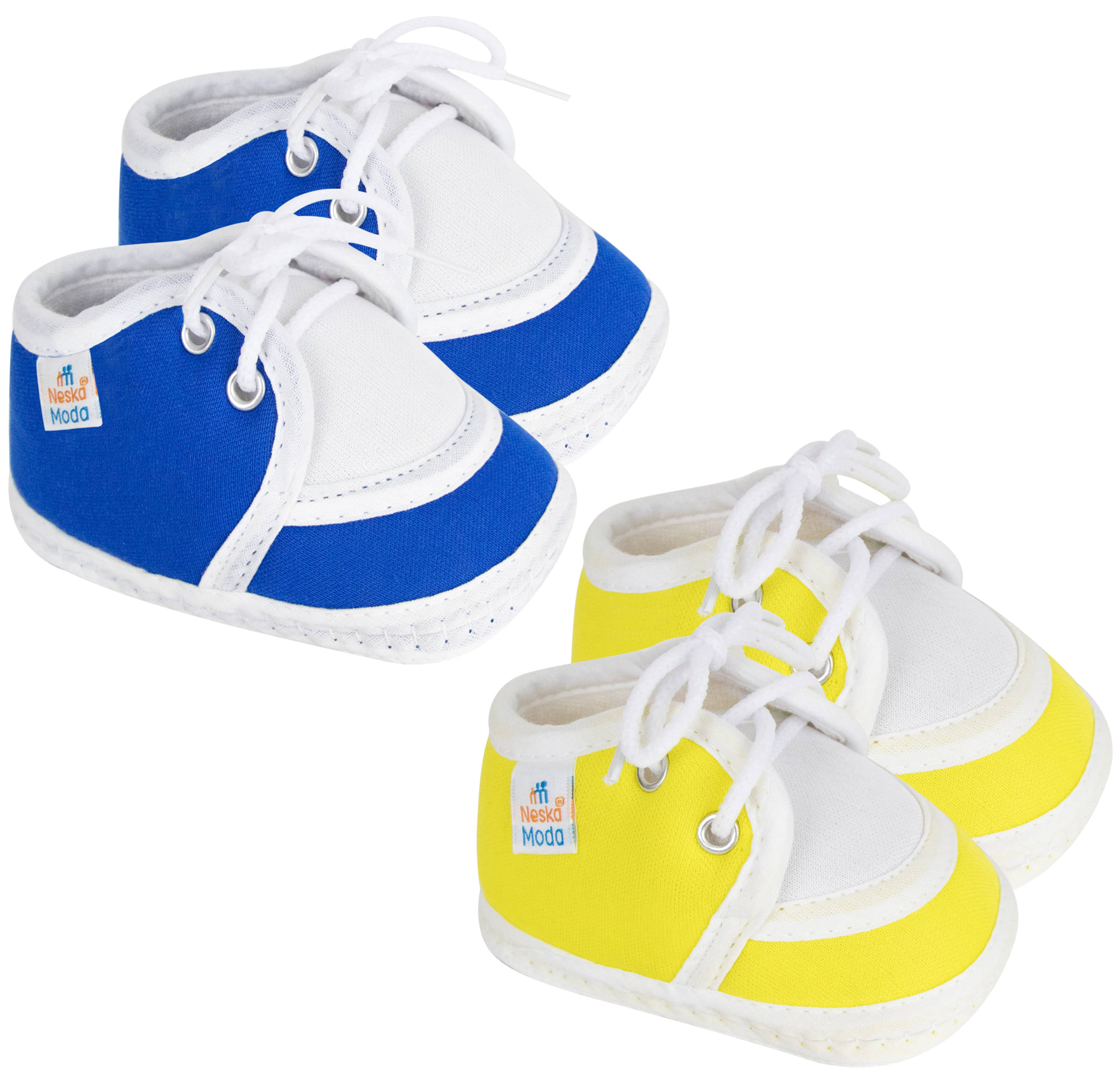     			Neska Moda Set of 2 Pair Baby Boys & Baby Girls Lace Cotton Booties For 0 to 6 Months (Blue,Yellow)