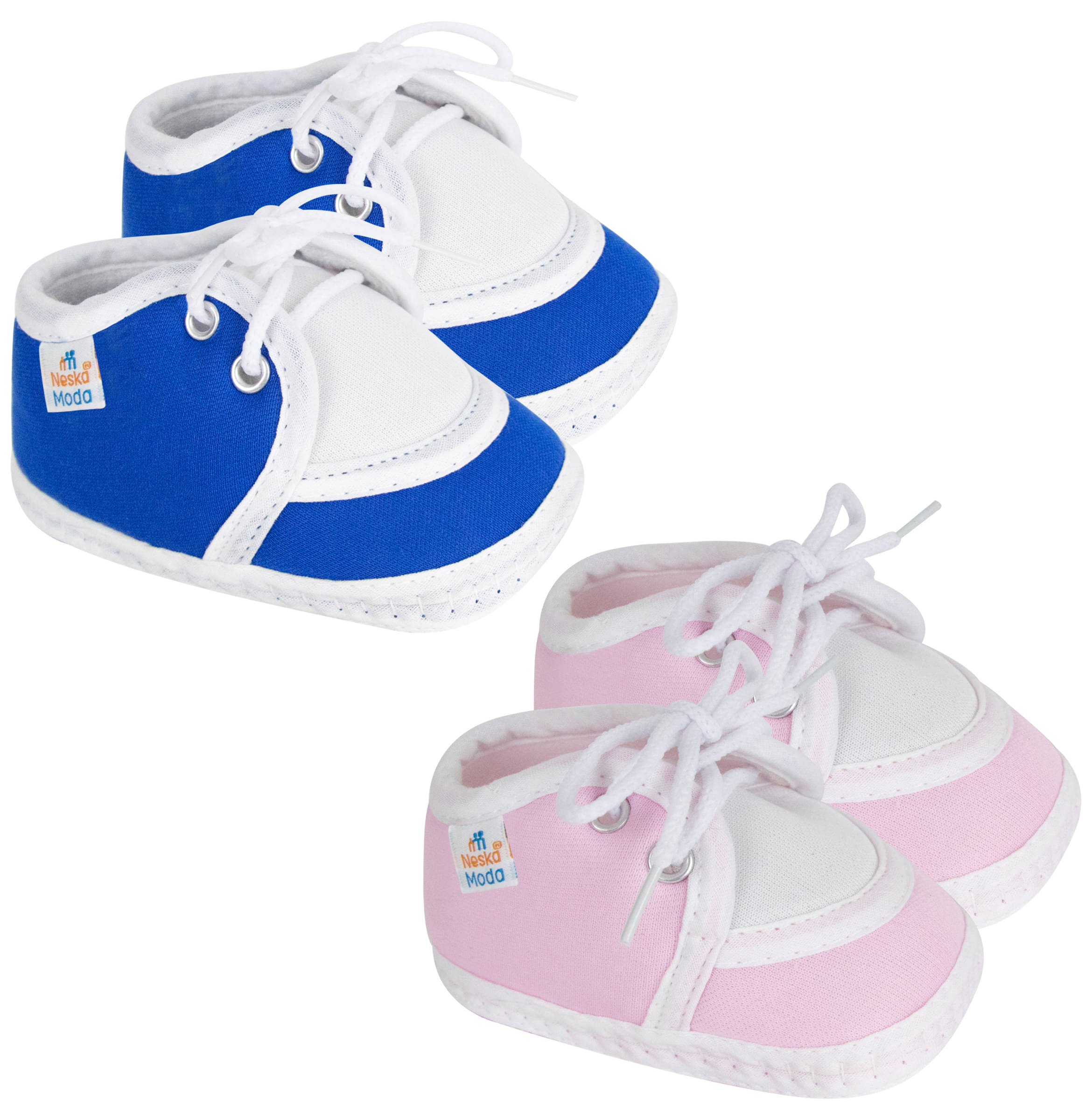     			Neska Moda Set of 2 Pair Baby Boys & Baby Girls Lace Cotton Booties For 0 to 6 Months (Pink,Blue)