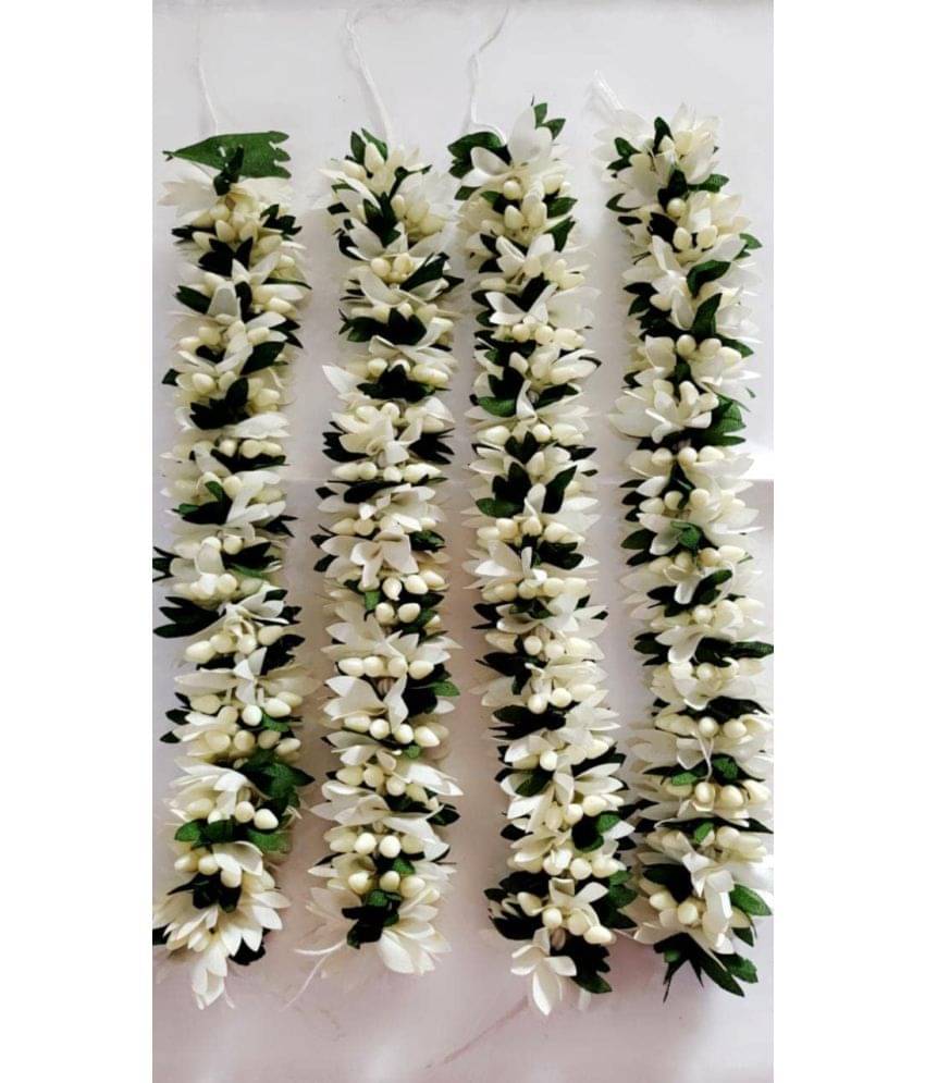     			Padmavathi Enterprises Jasmine White Artificial Flowers - Pack of 4