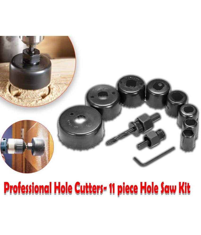 SHB Hole saw 11pcs Metal Alloys Wood Hole Saw Cutting Set, Black, 19-64 mm, Set of 11Pcs