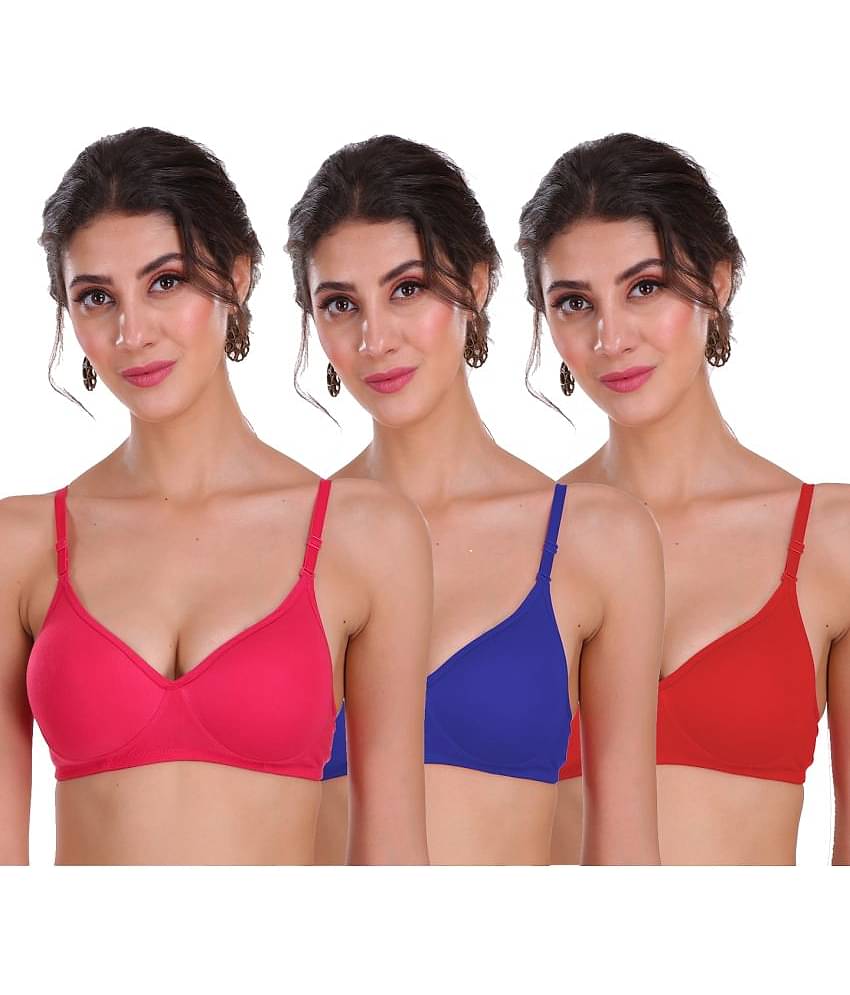 Softskin Pack of 3 Cotton Blend Heavily Padded Women's Everyday Bra ( Multicolor )