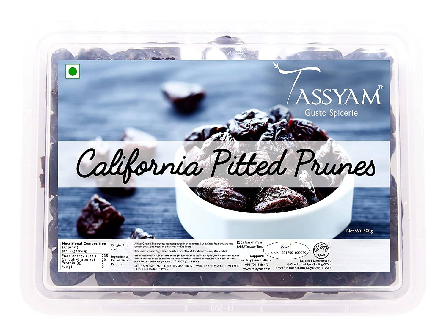 Tassyam Imported Pitted Prunes 500g Box     			Tassyam Imported Pitted Prunes 500g Box