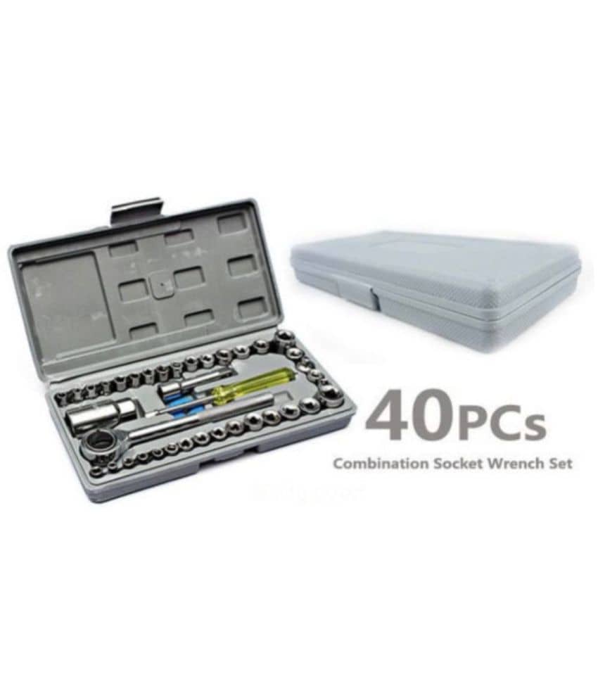 KP Mart 40 in 1 Pcs Tool Kit and Screwdriver and Socket Set Automobile Tool Box Set Socket Wrench Sleeve Suit Hardware Auto Car Repair Tools Socket Wrenches