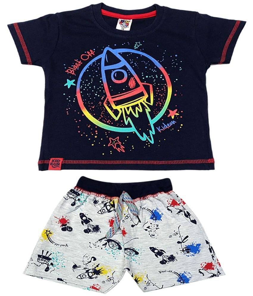 Kideon Pack of 1 Baby Boys 100% Cotton T-Shirt & Shorts ( Blue ) Kideon Pack of 1 Baby Boys 100% Cotton T-Shirt & Shorts ( Blue )